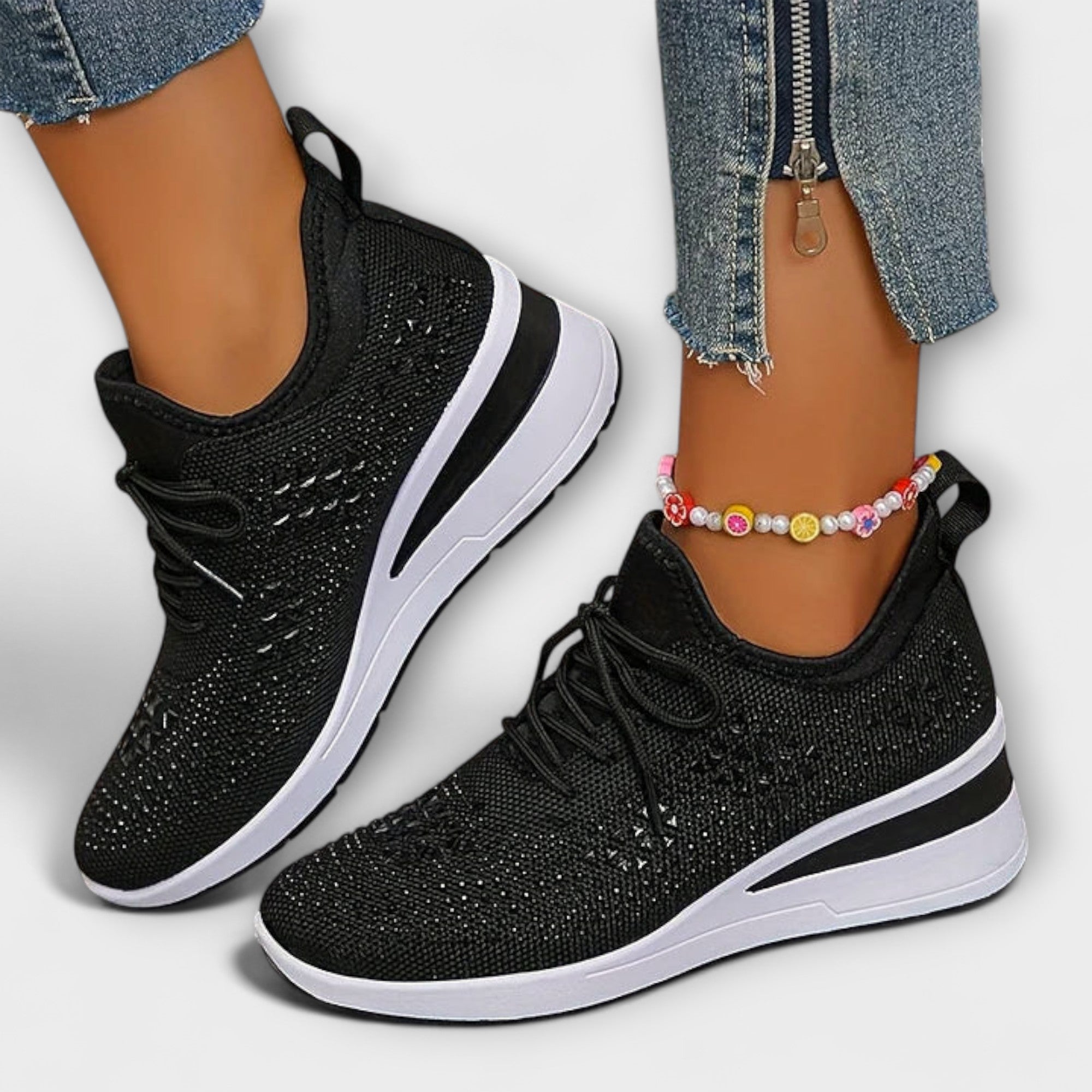 Solveig - Glitrende sneakers med strass