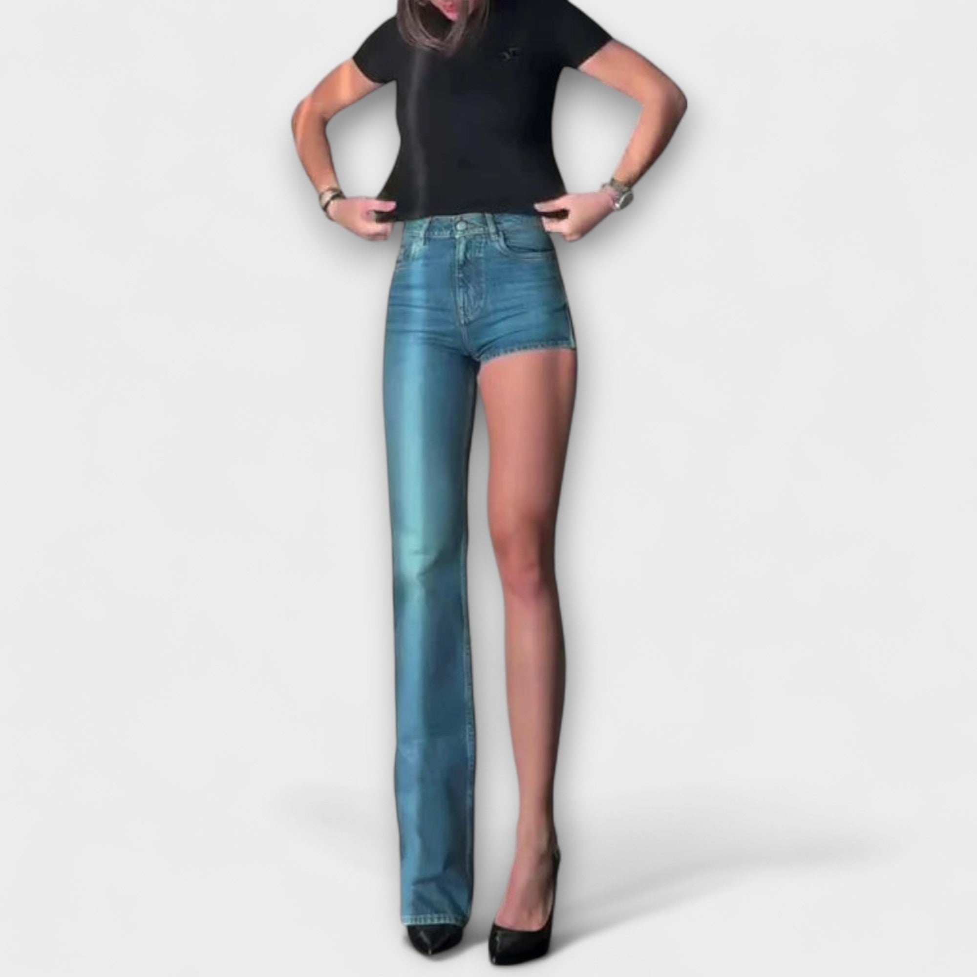 Hanne - Asymmetrisk jeans-selebukse