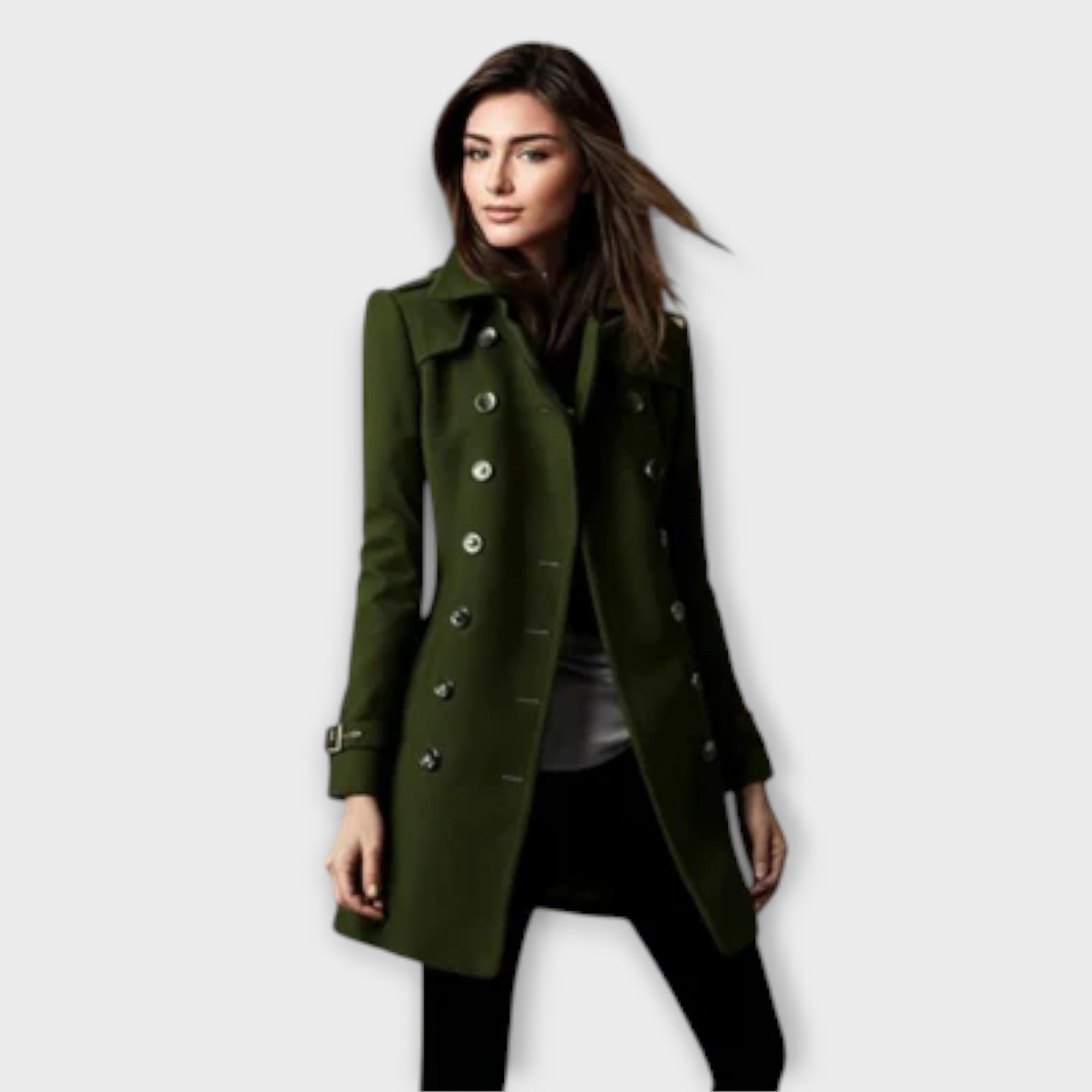 Ingeborg - Blå dobbeltknappet trenchcoat