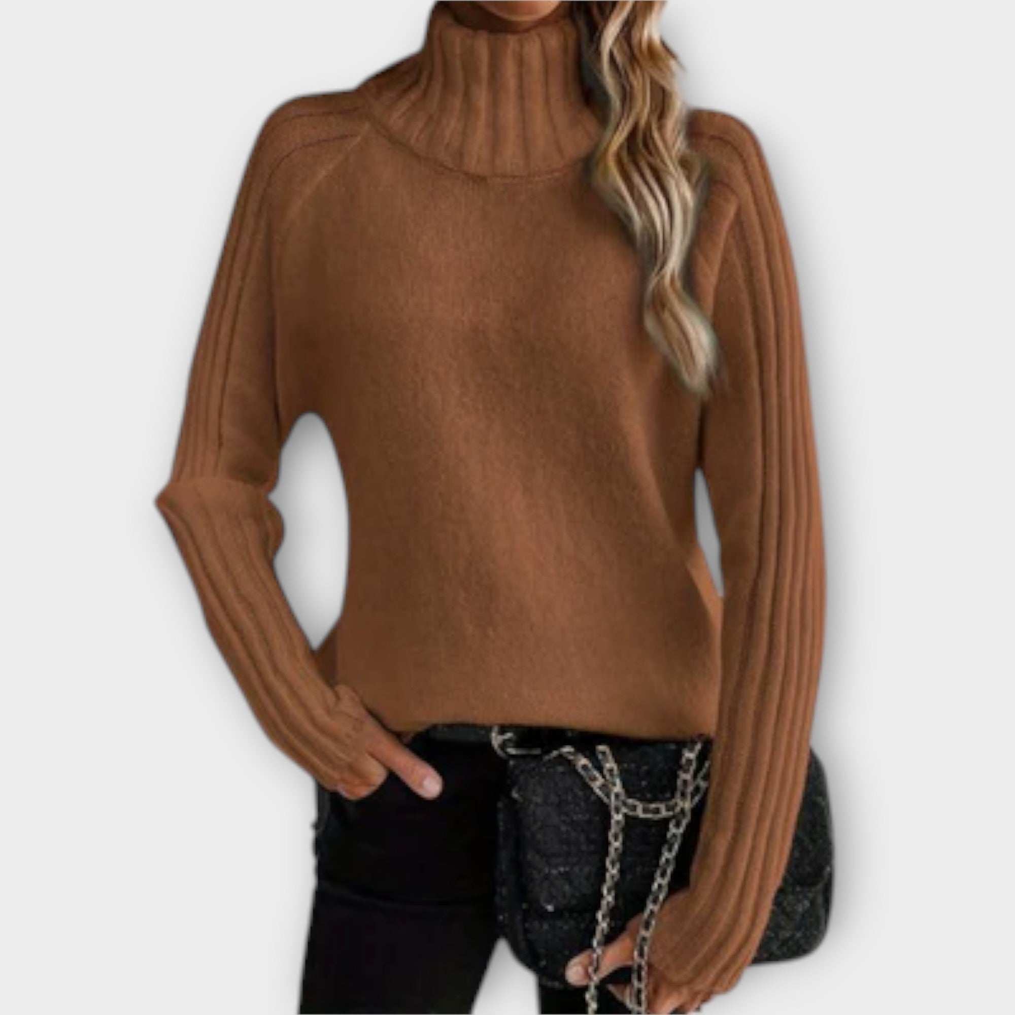 Tonje - Hvit elegant genser med ståkrage