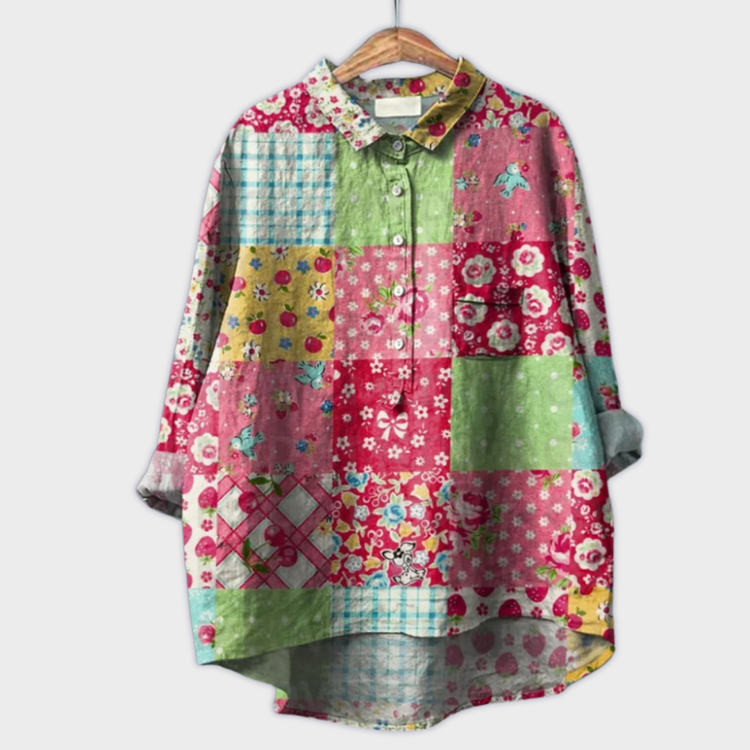 Aud - Damebluse med blomstermønster