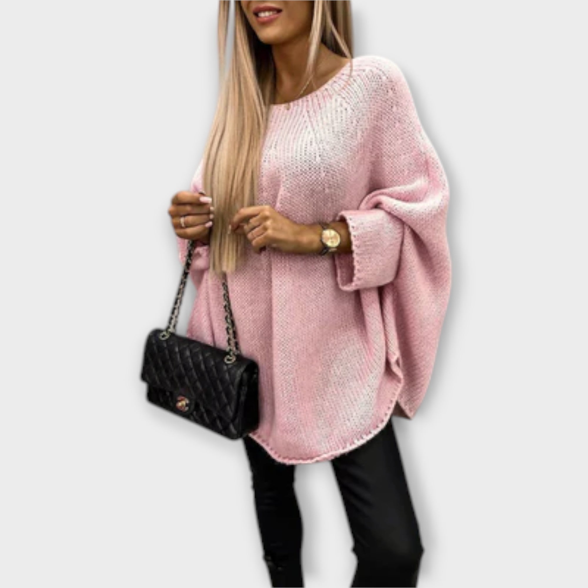 Unni - Beige damegenser med rund hals