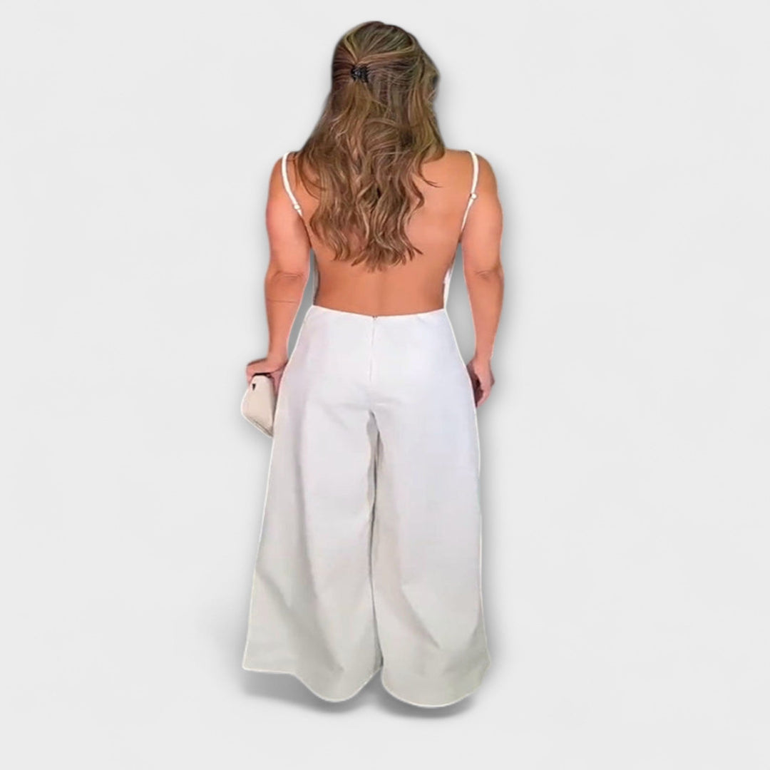 Åsne - Brun Jumpsuit med knyting i nakken