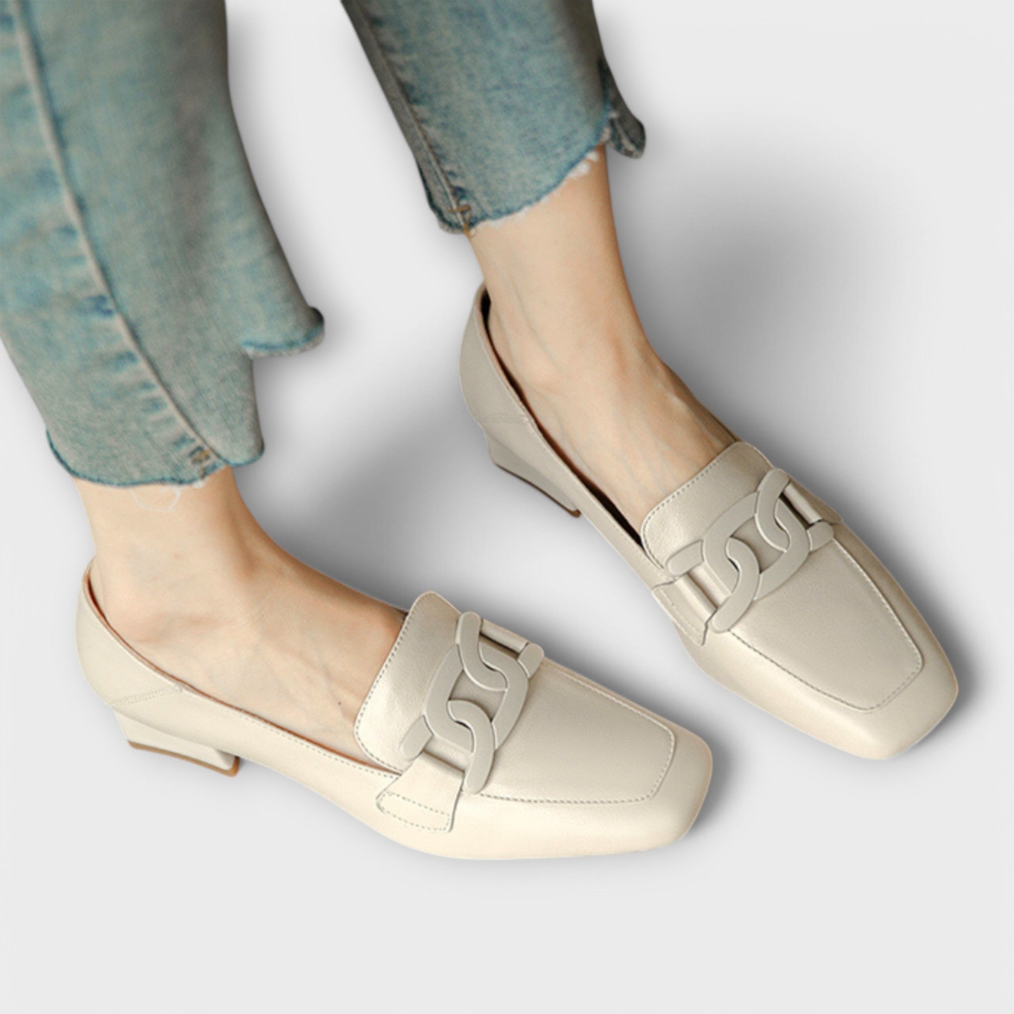 Ronja - Krem Loafers med spenne