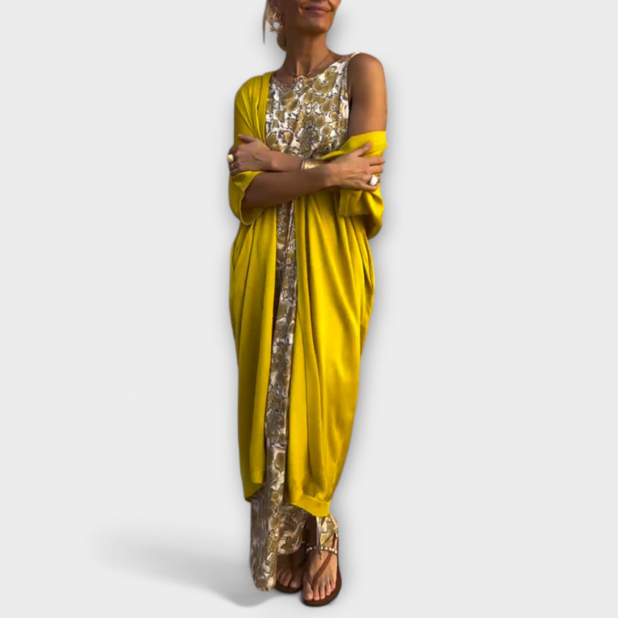 Gudrun - Gult elegant paljettsett