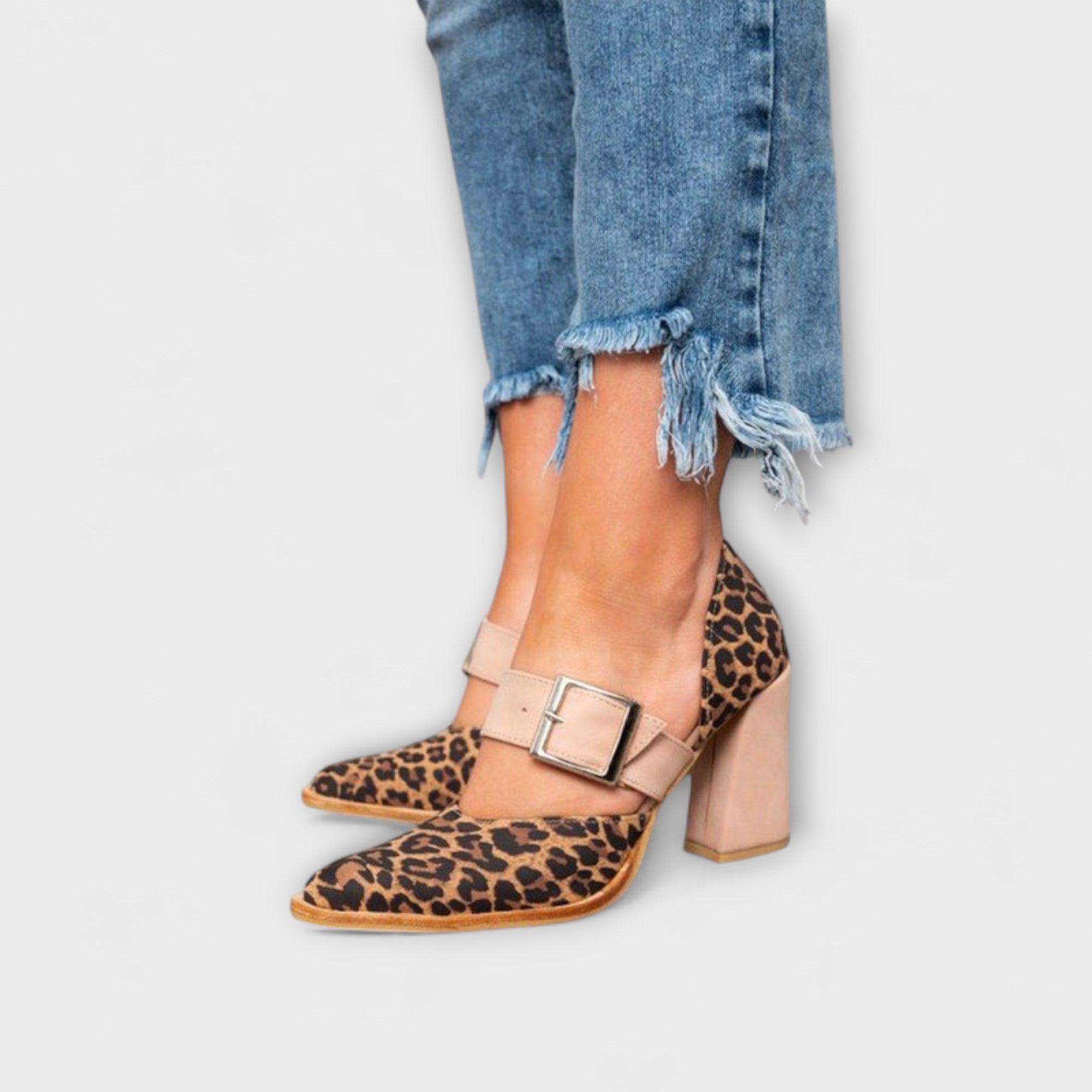 Kjersti - Leopard-Hæl Sandaler