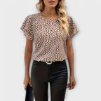 Emma - Beige Bluse med dyremønster