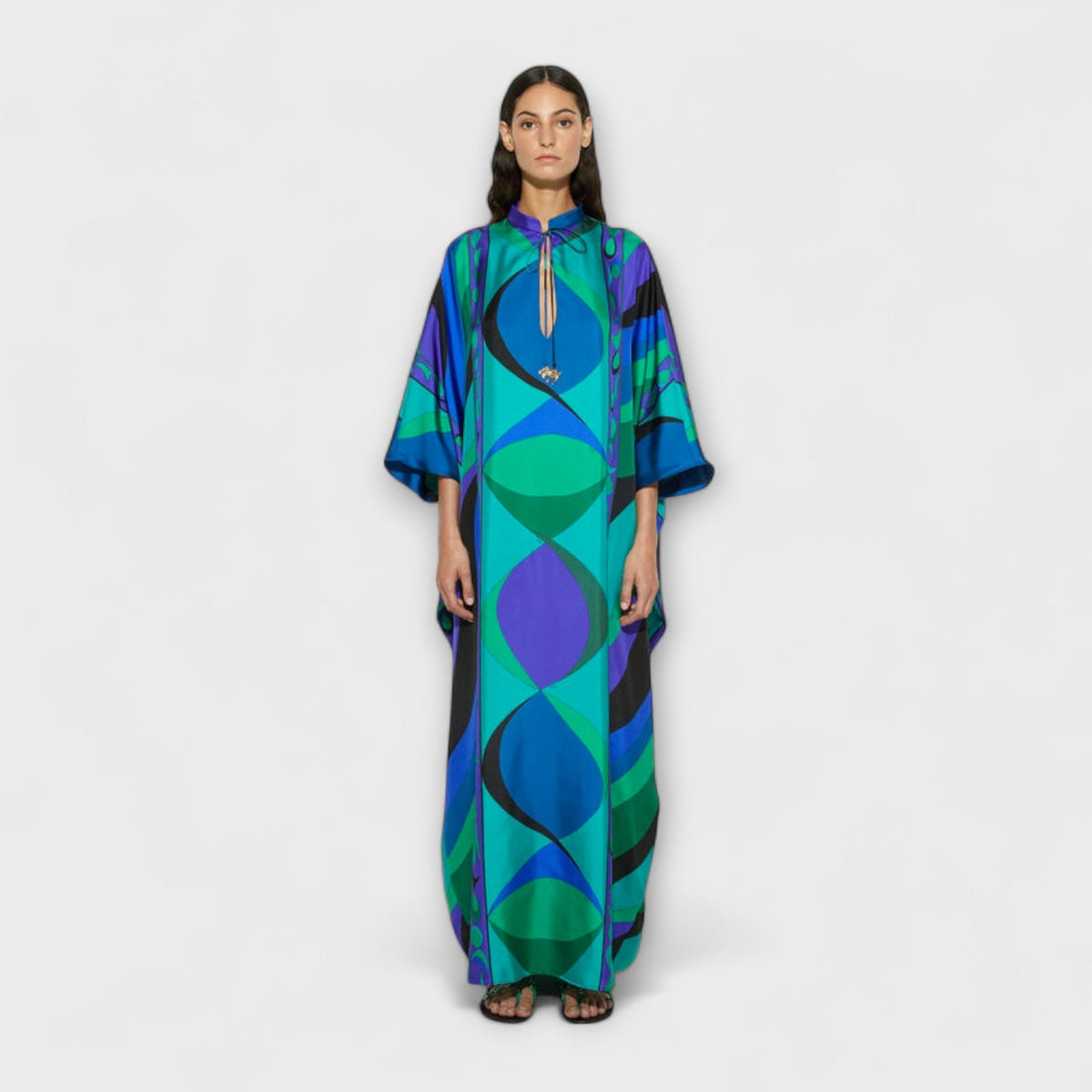 Thea - Fargerik psykedelisk satengkaftan