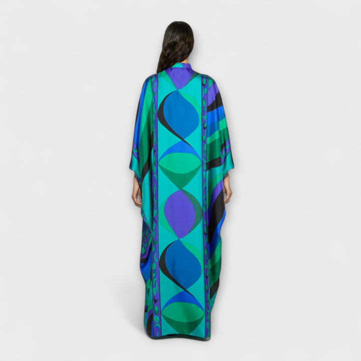 Thea - Fargerik psykedelisk satengkaftan
