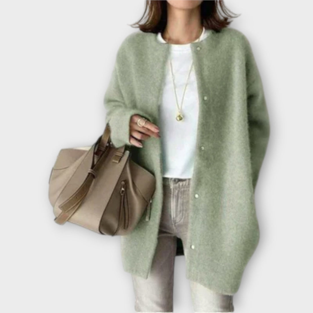 Emma - Brun elegant cardigan med knappeåpning