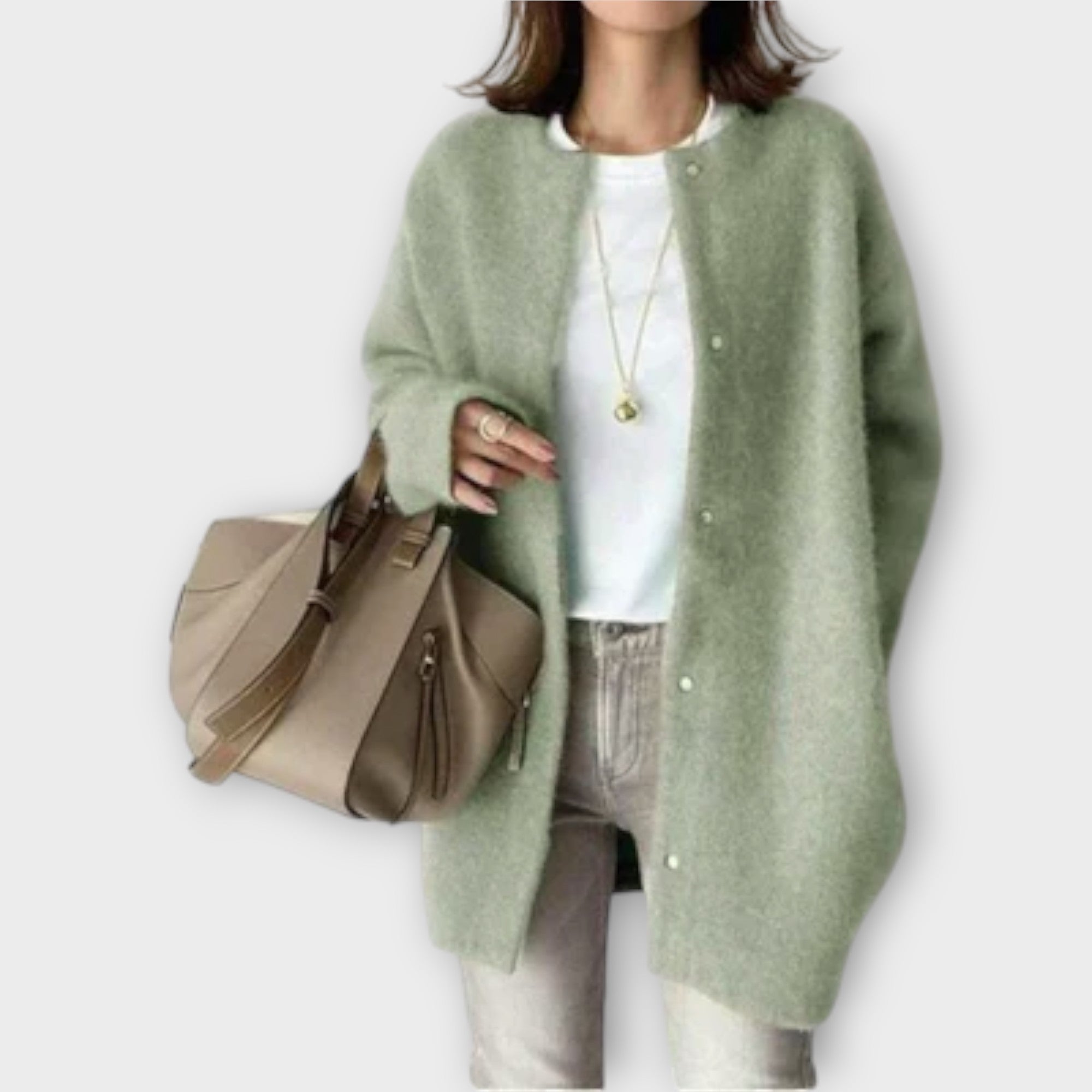 Emma - Brun elegant cardigan med knappeåpning