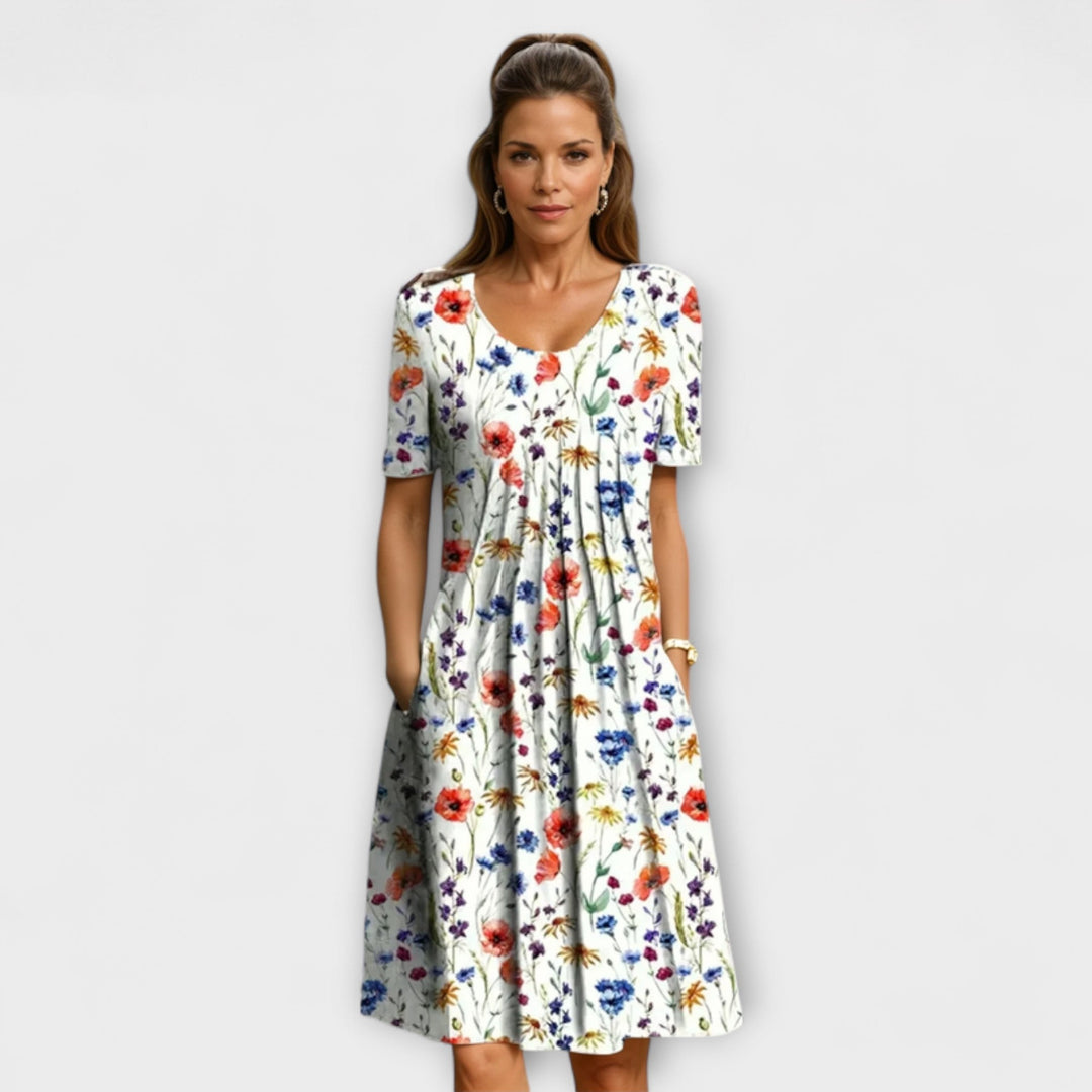 Mathilde - Weißes Kleid mit Blumen