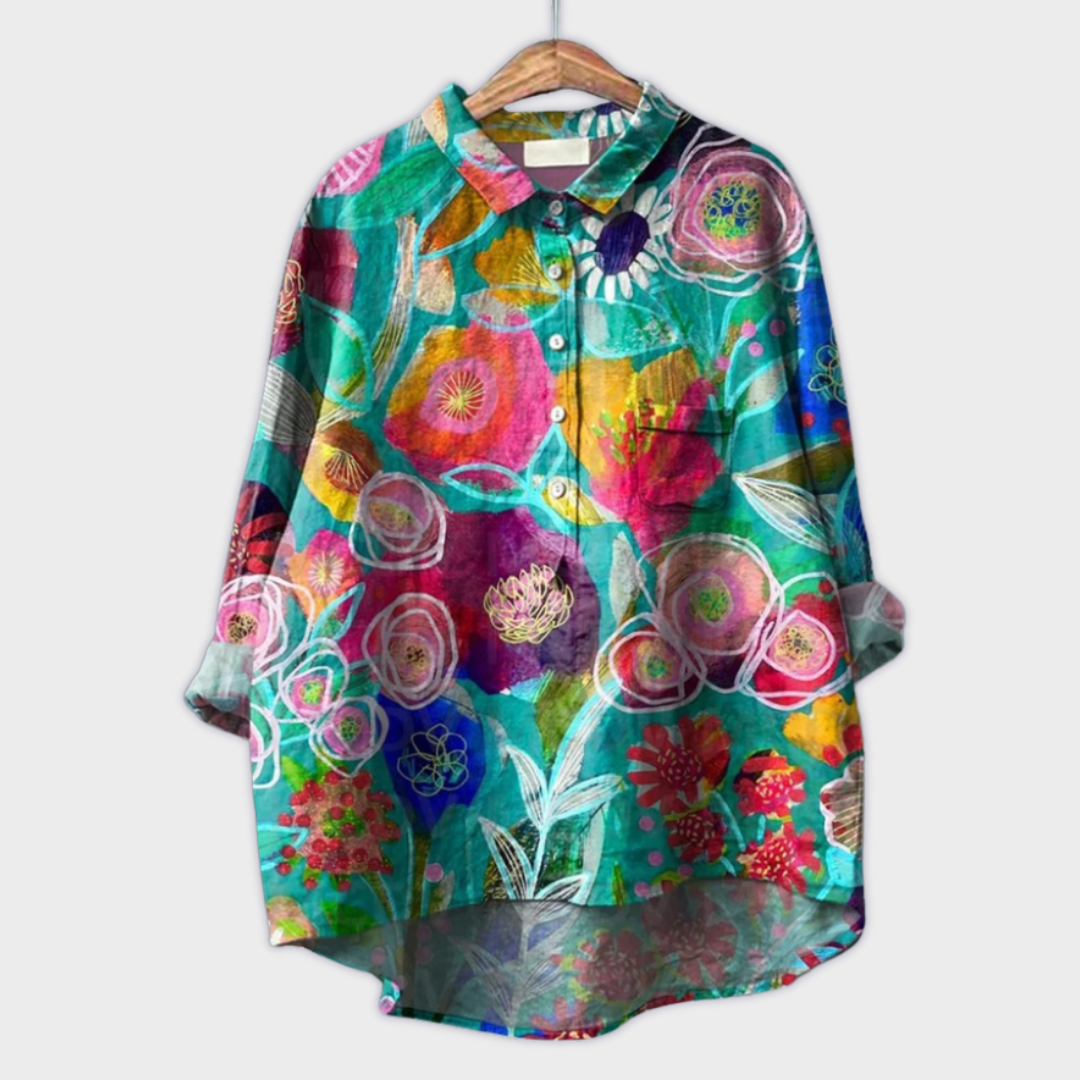 Aud - Damebluse med blomstermønster