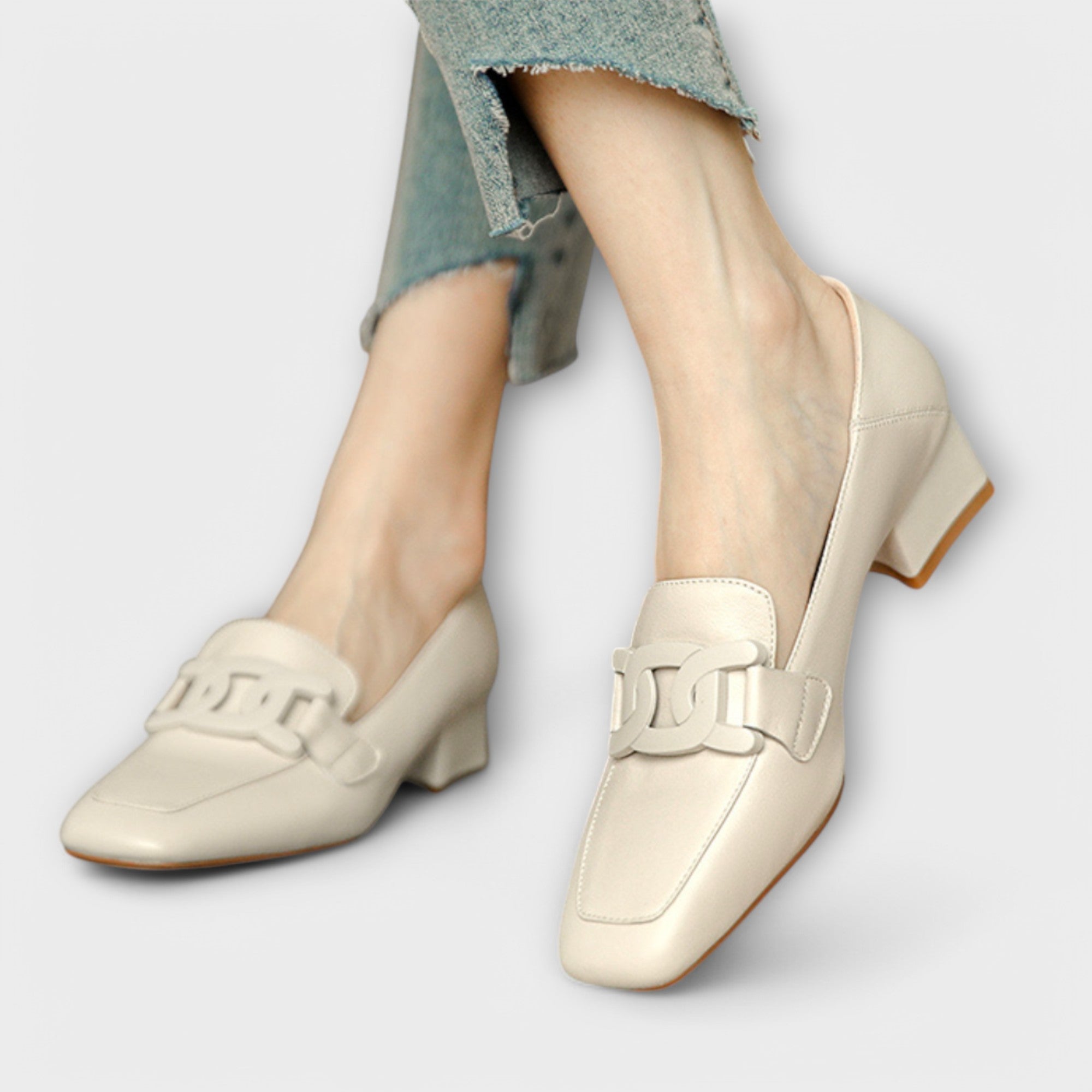 Ronja - Krem Loafers med spenne