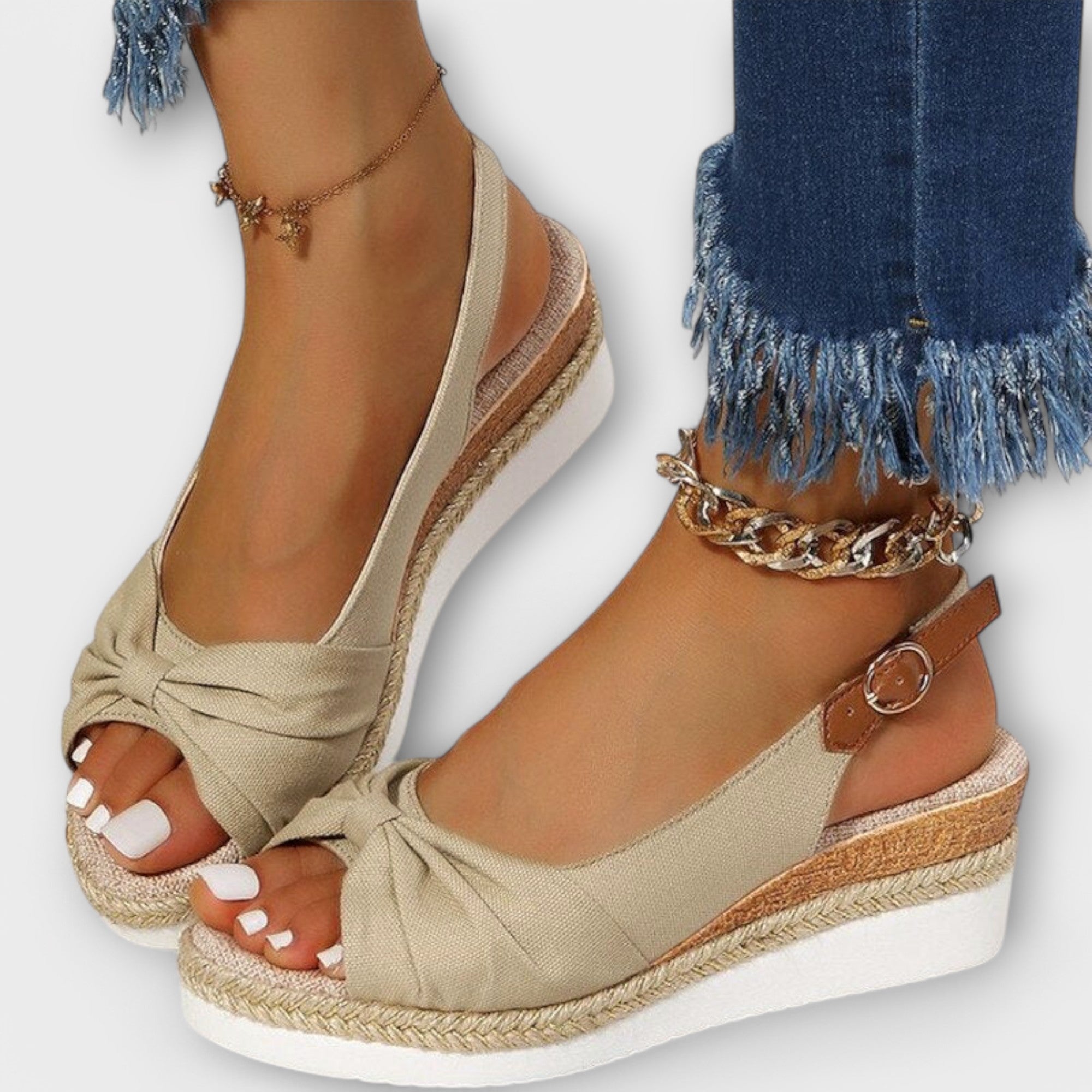 Aud - Rosa espadrillo-sandaler med sløyfe
