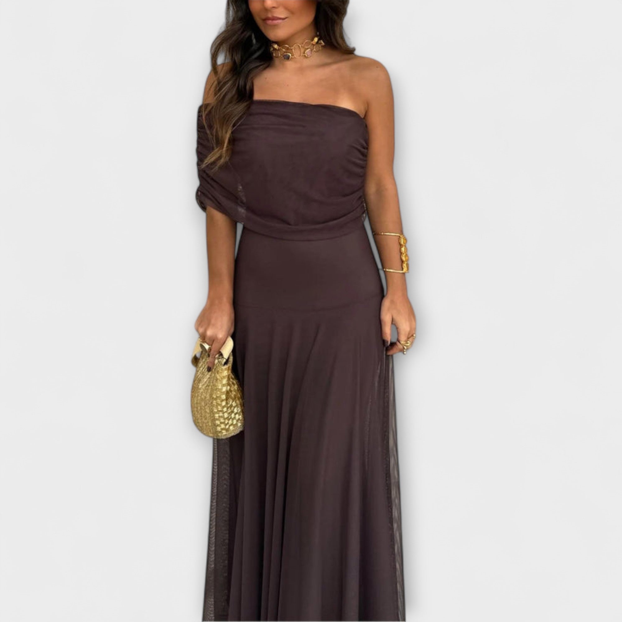 Kristin - Toledo En-Skulder Mesh Maxi Kjole