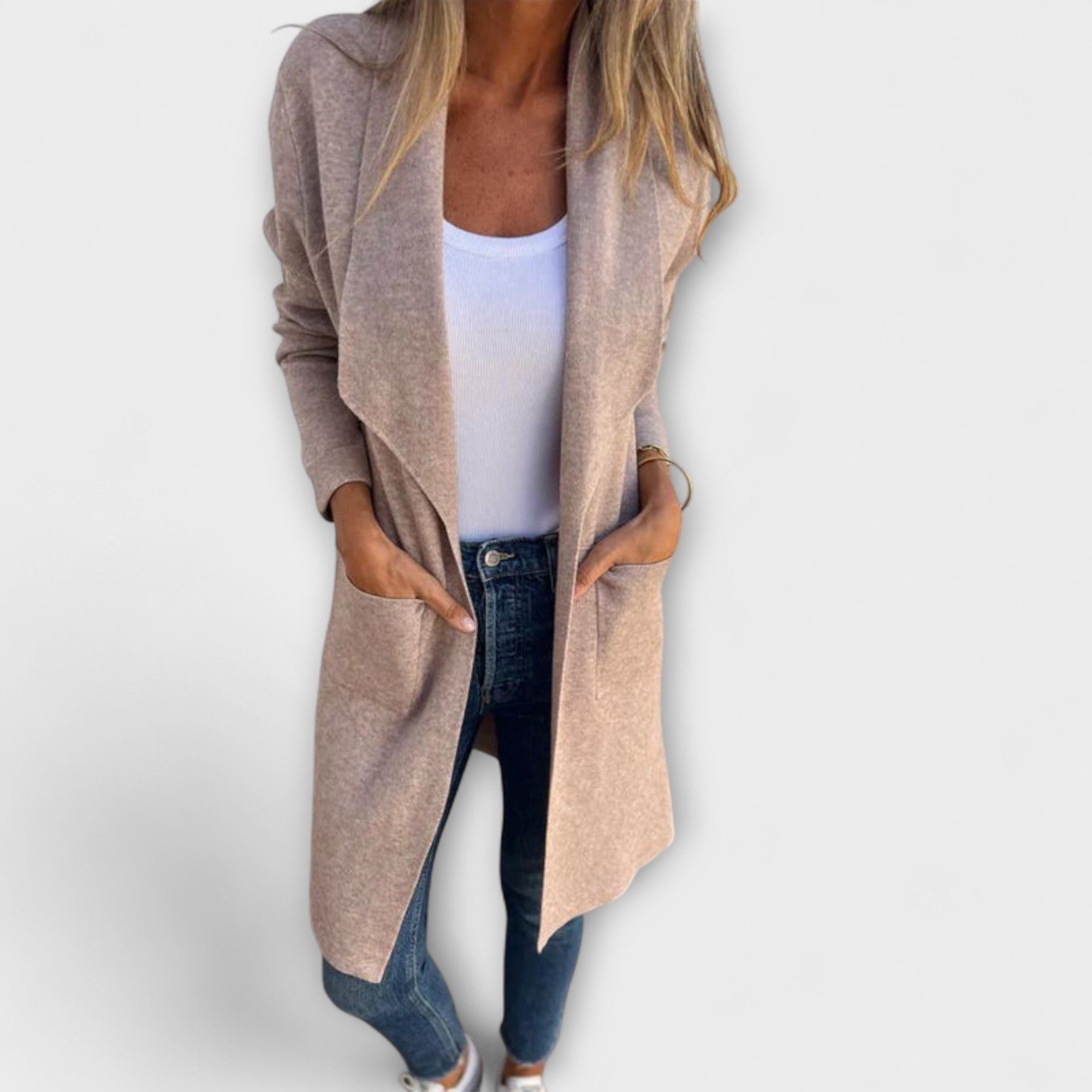 Marit - Grå elegant lang cardigan