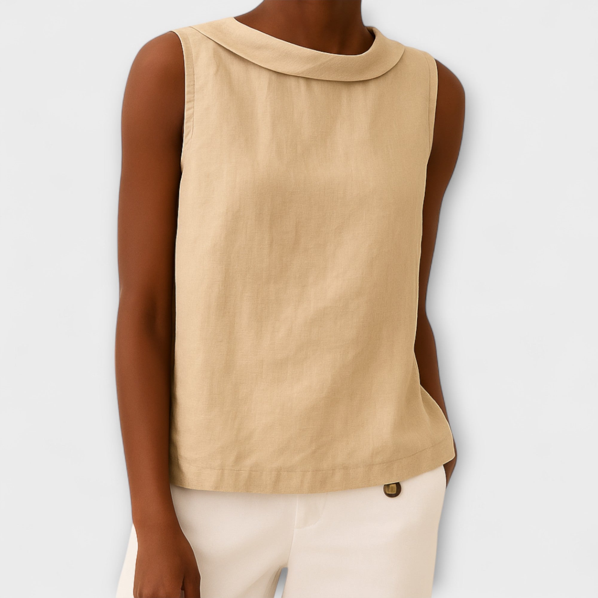 Målfrid - Beige elegant ermeløs topp