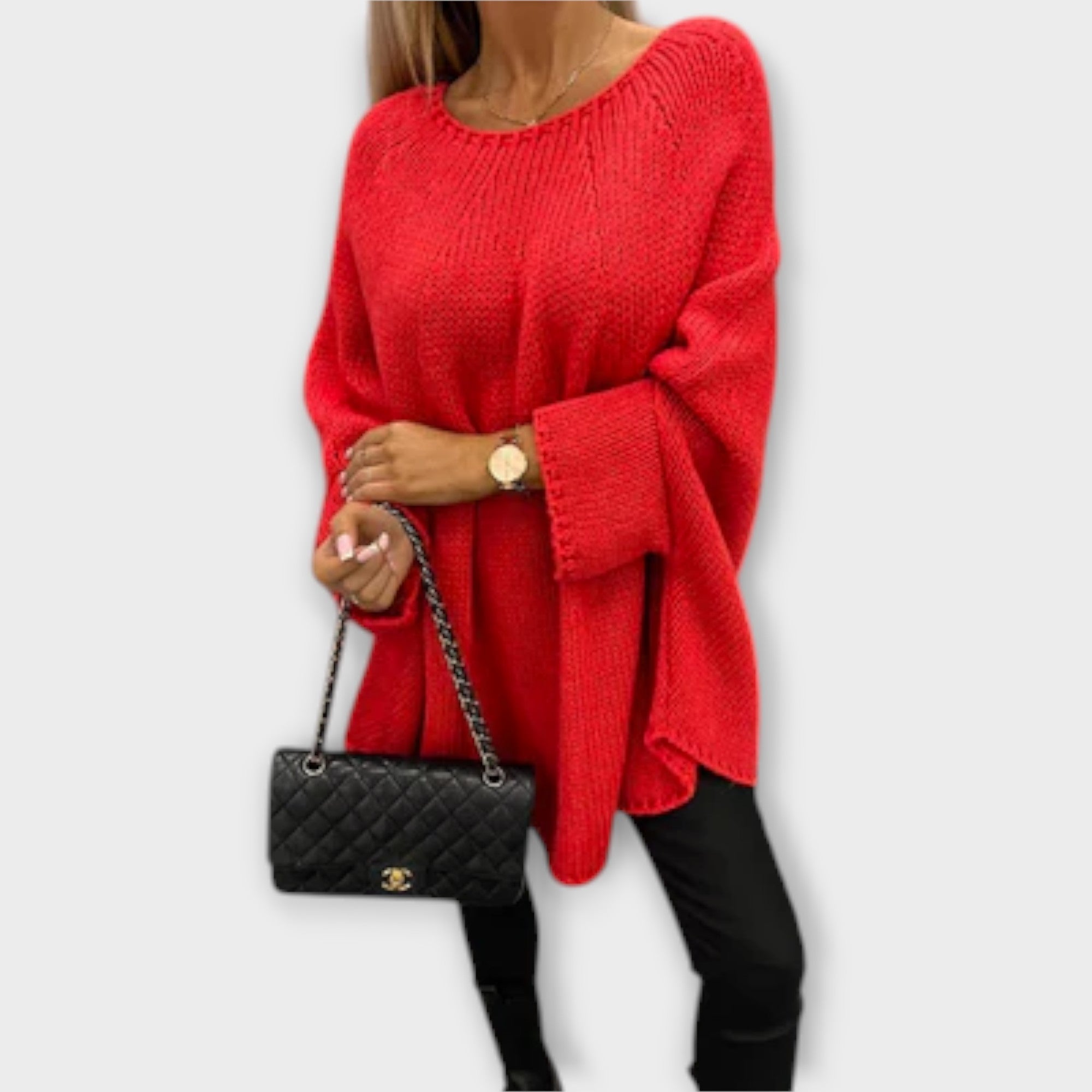 Unni - Beige damegenser med rund hals