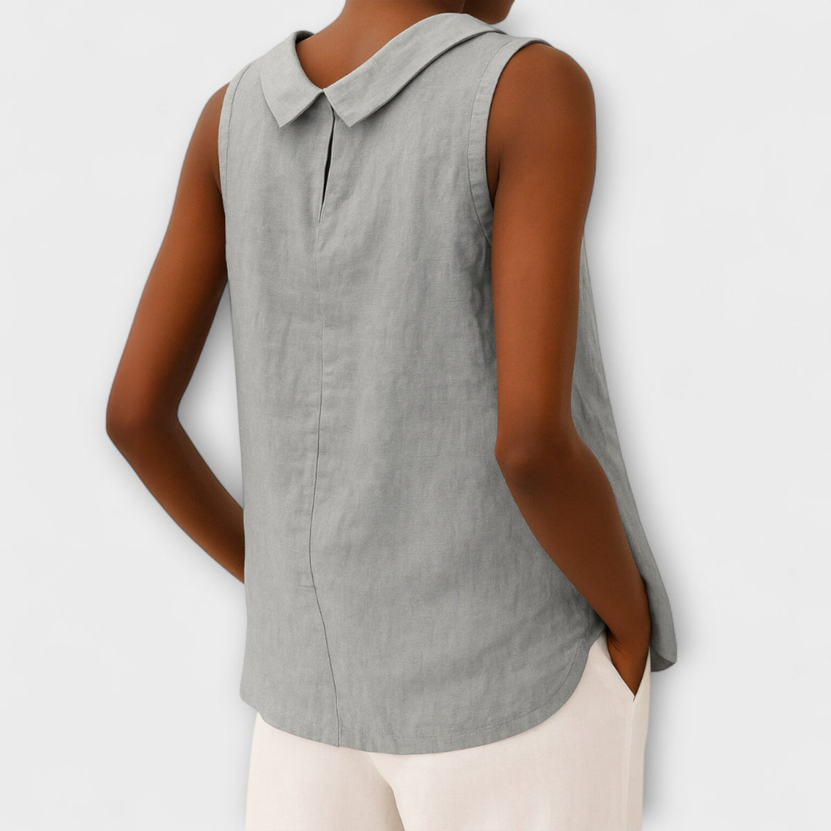 Målfrid - Beige elegant ermeløs topp