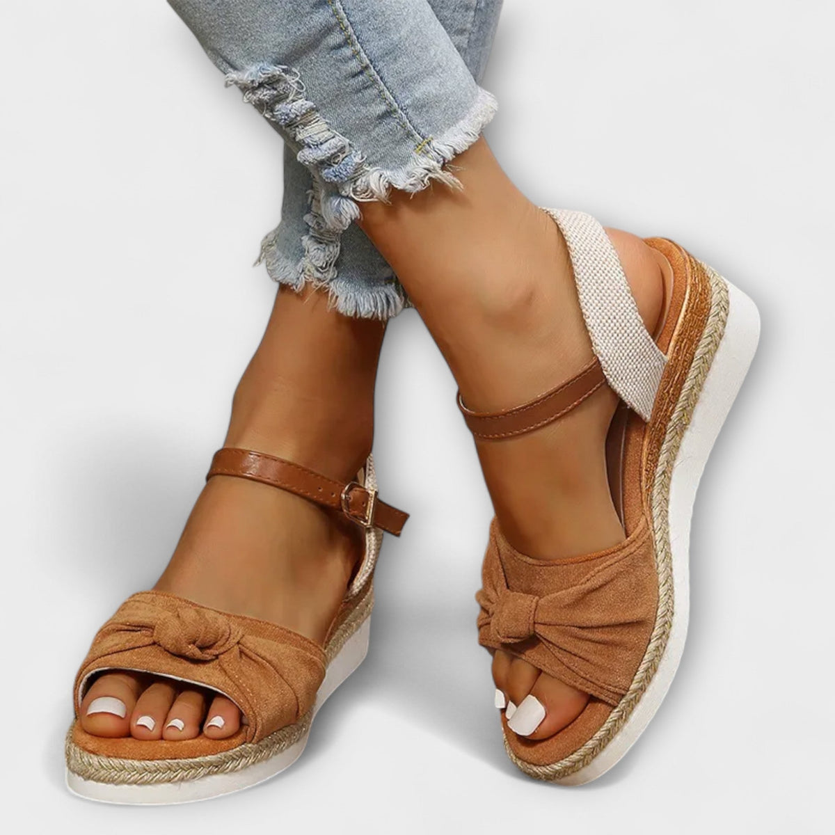 Aud - Rosa espadrillo-sandaler med sløyfe