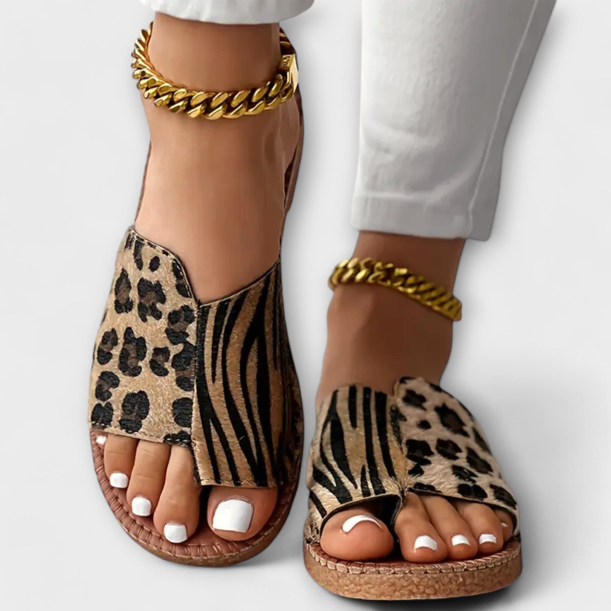 Ragnhild - To-farget leopardmønster pantolett