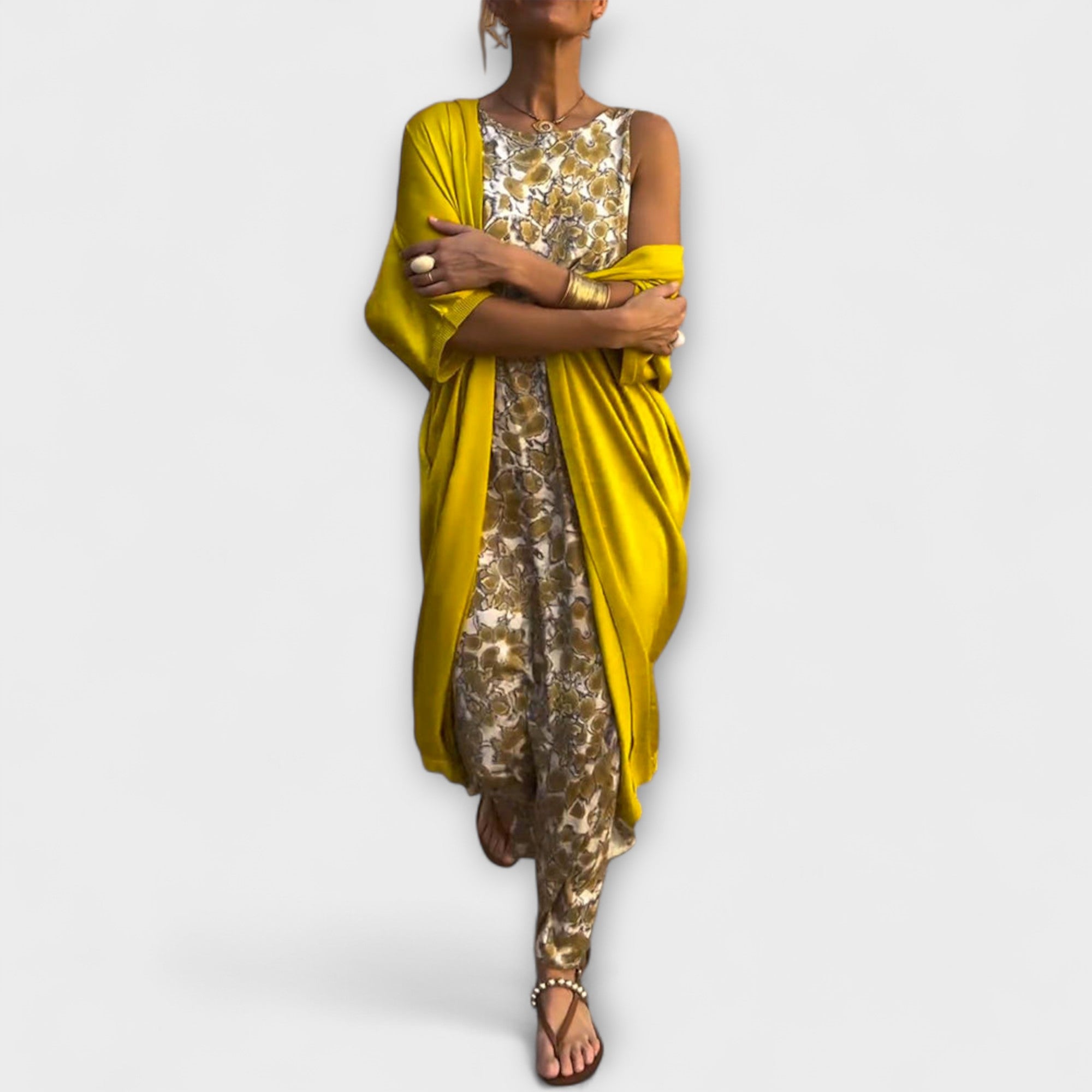 Gudrun - Gult elegant paljettsett