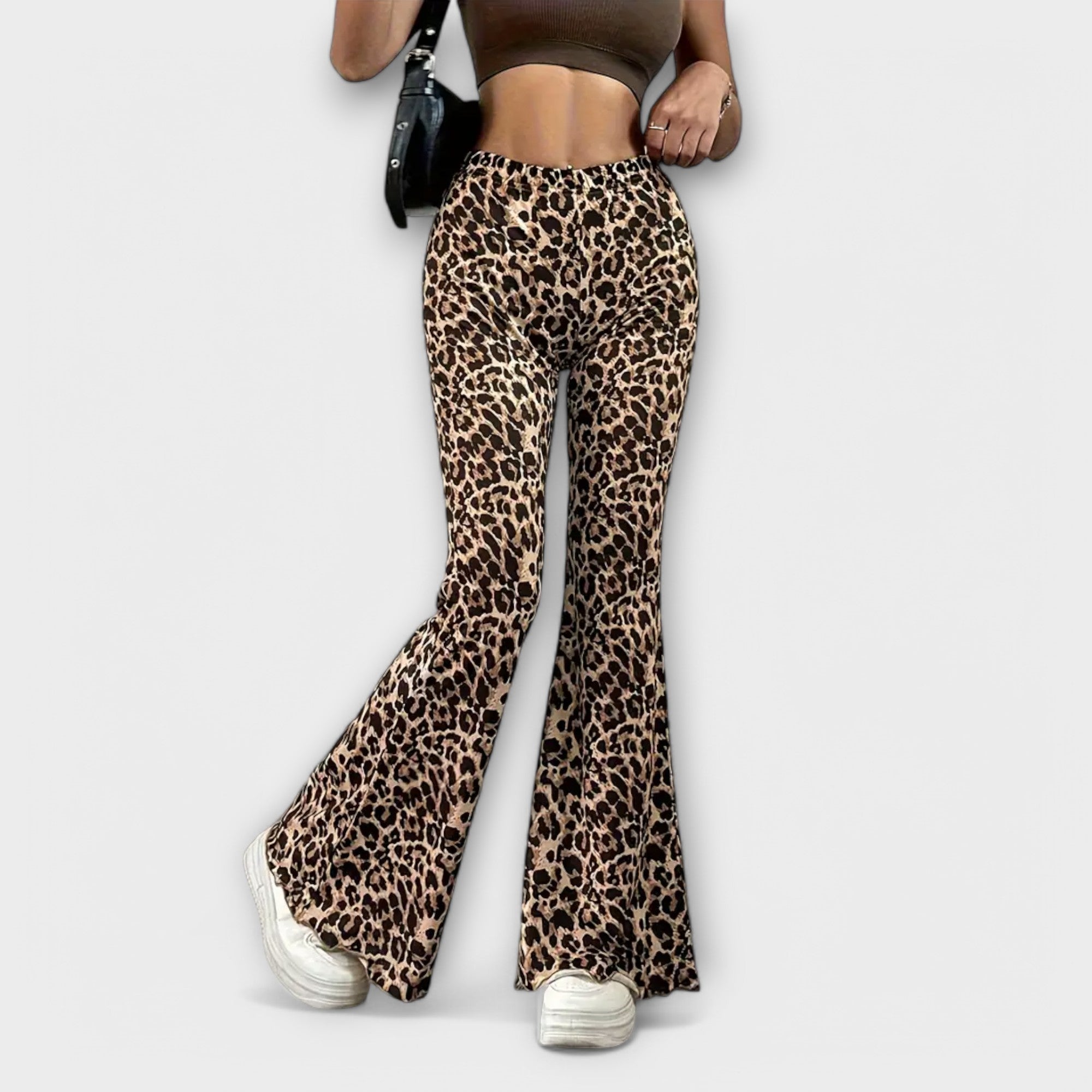 Nora - Leopard-mønstret utsvingte bukser