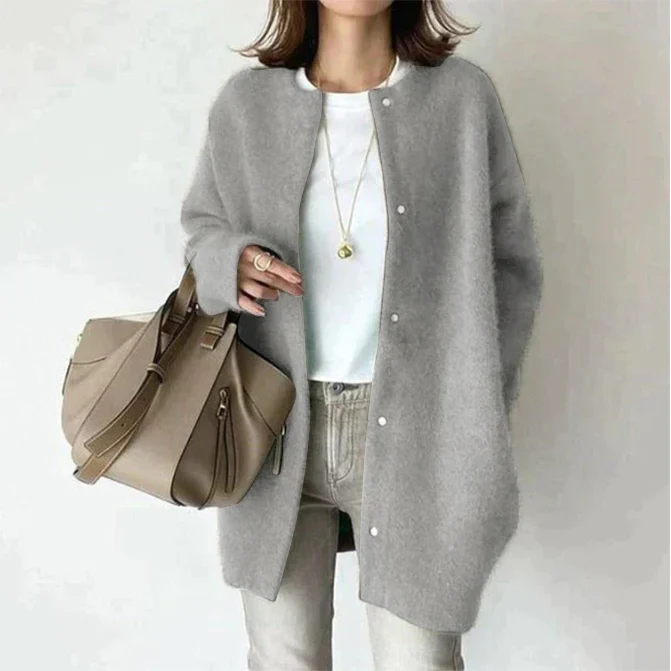 Emma - Brun elegant cardigan med knappeåpning