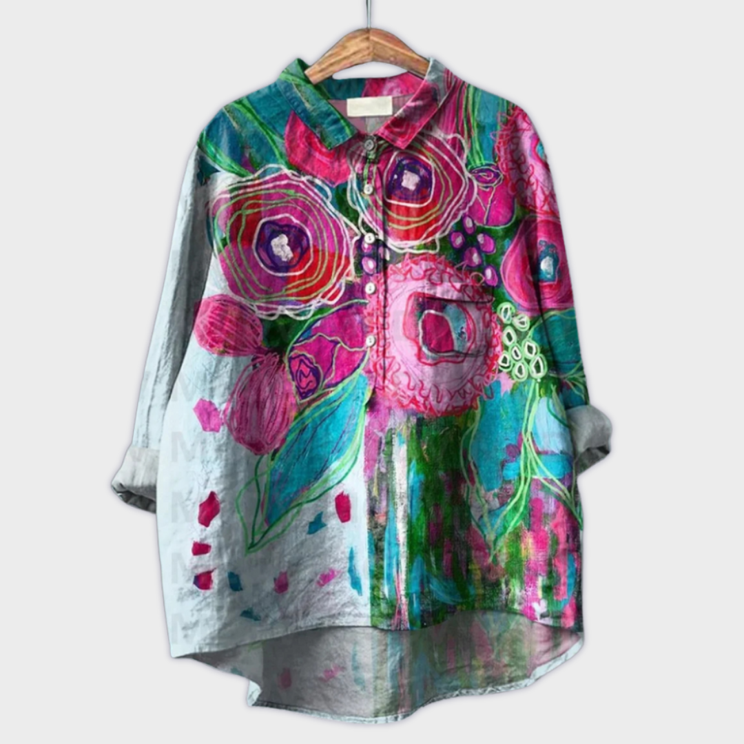 Aud - Damebluse med blomstermønster