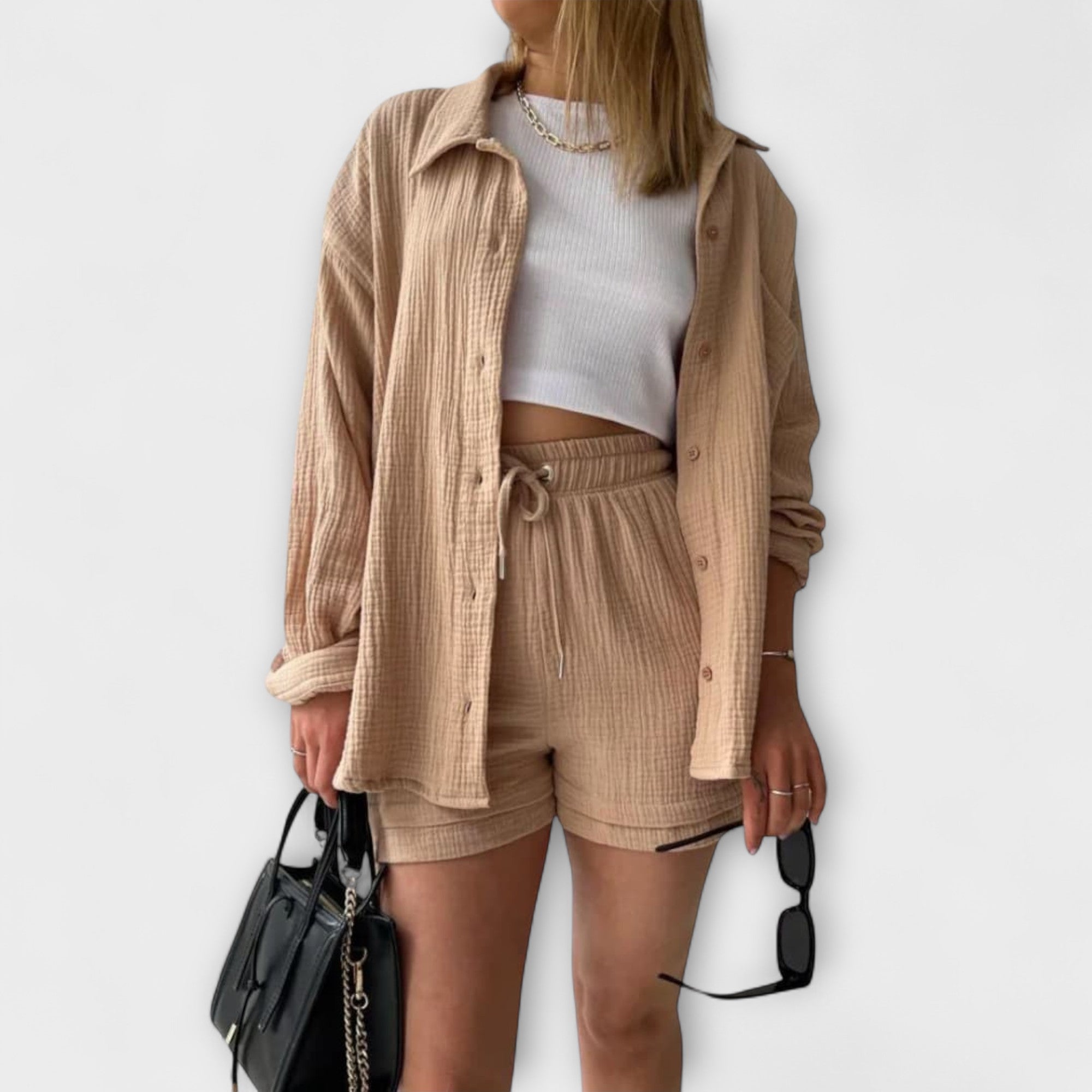 Solveig - Beige behagelig 2-delt sett