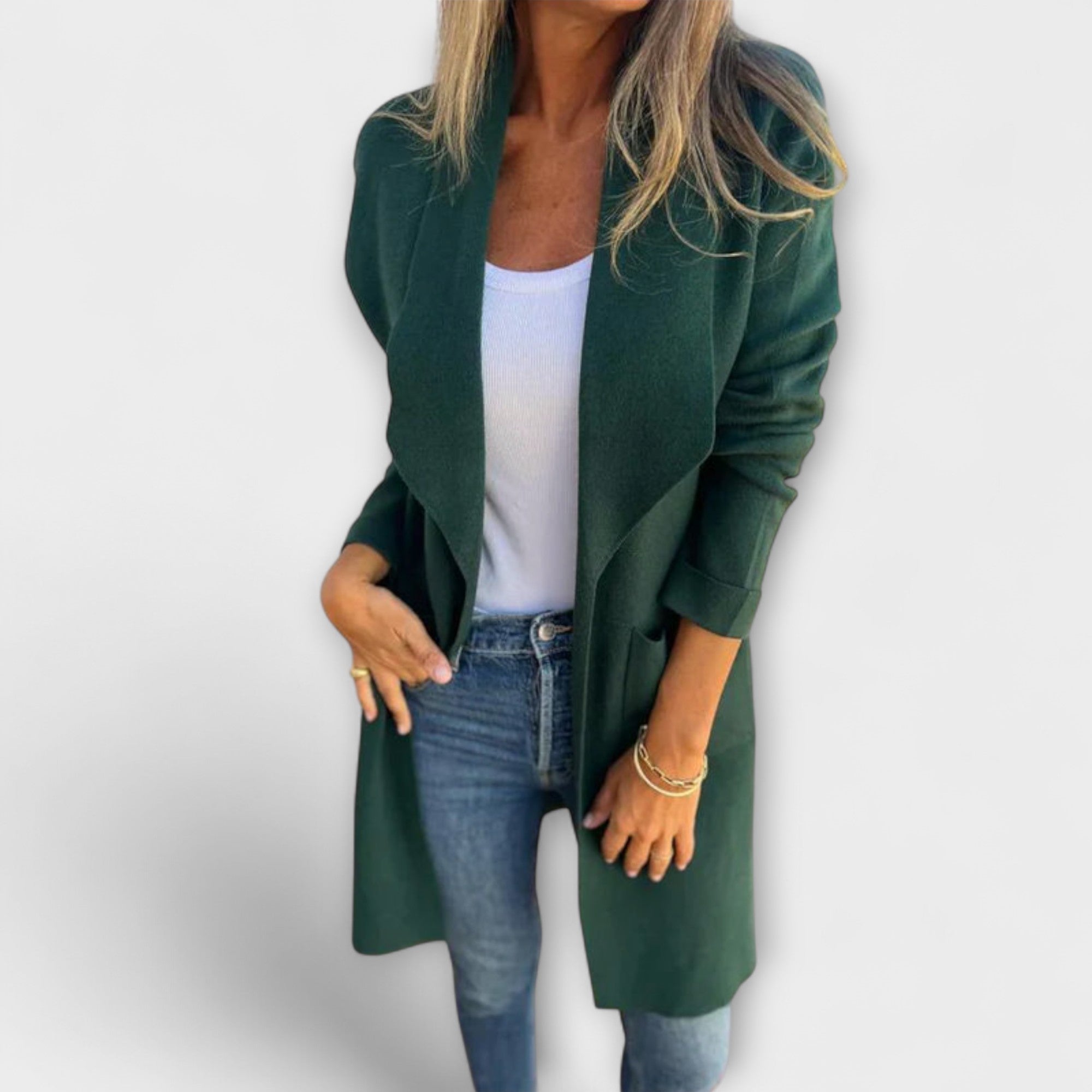 Marit - Grå elegant lang cardigan