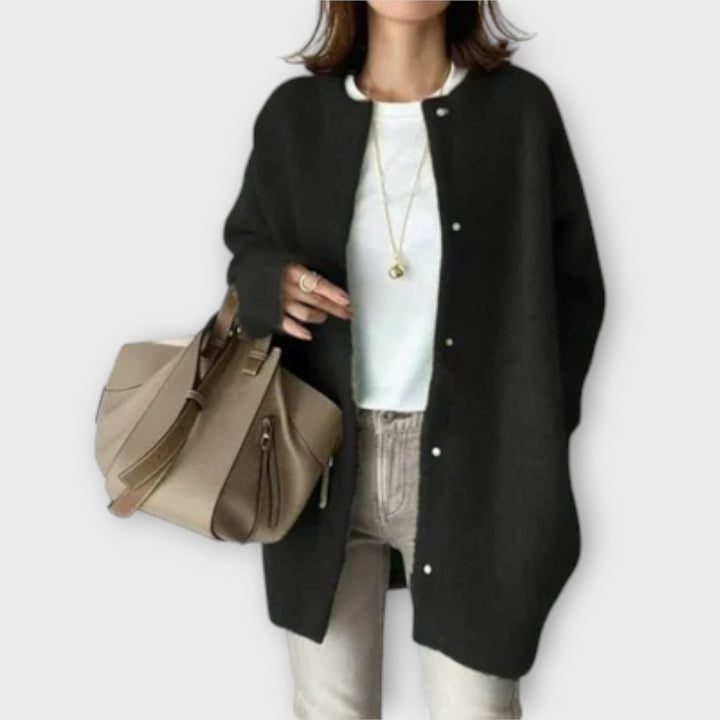 Emma - Brun elegant cardigan med knappeåpning