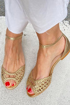 Wenche - Gyldne Flettede Sandaler