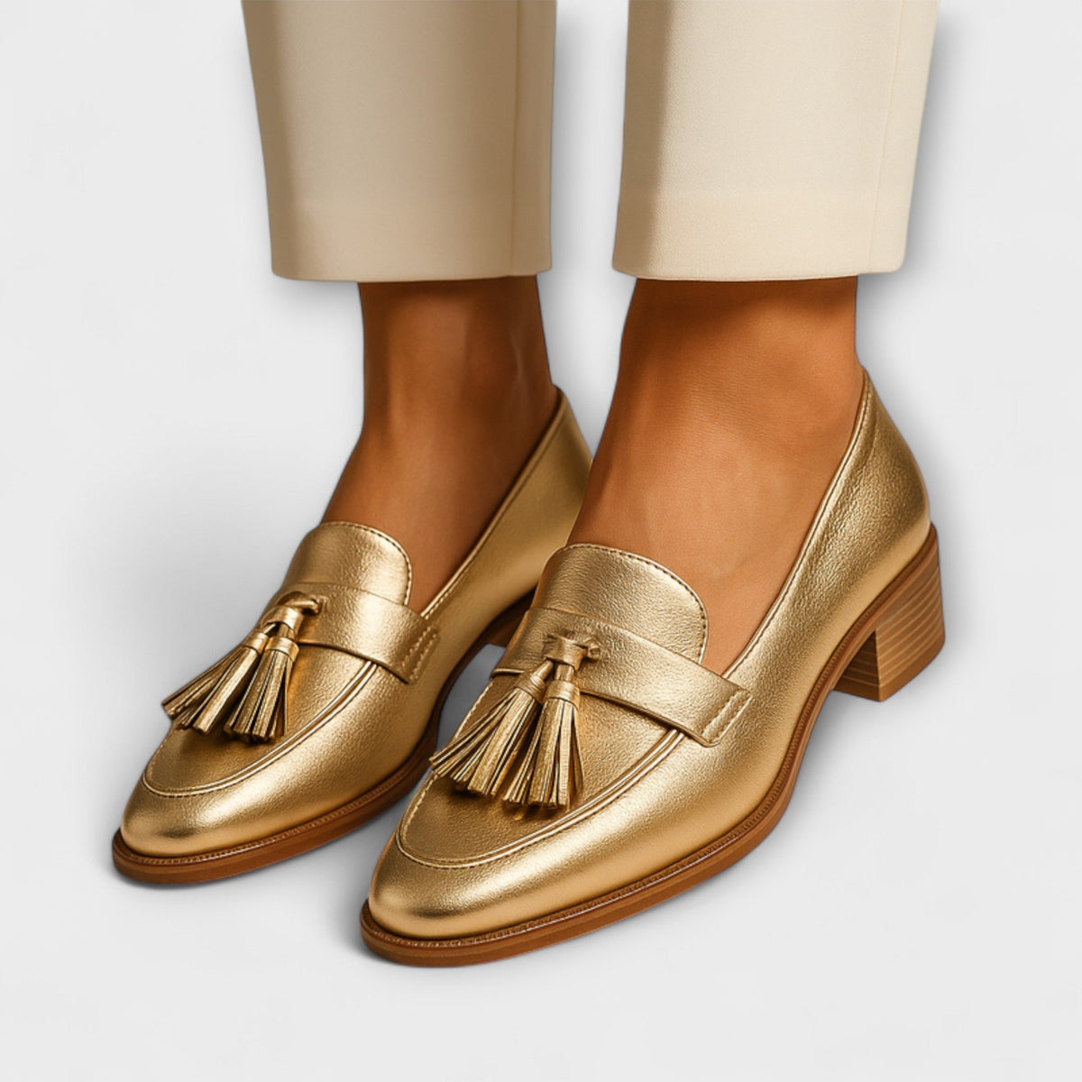 Vilde - Gyldne Loafers med frynser