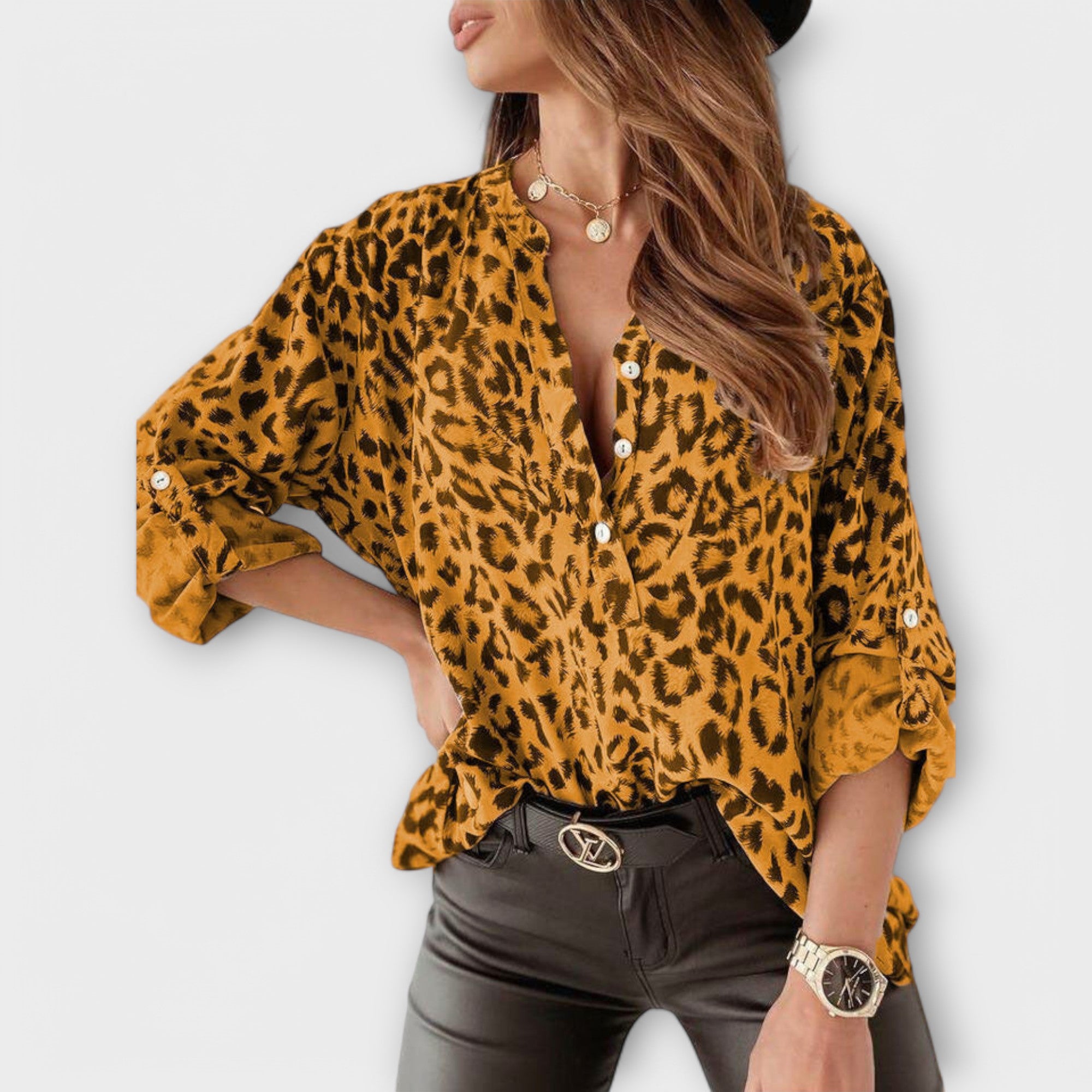 Malin - Motemessig Bluse med leopardmønster