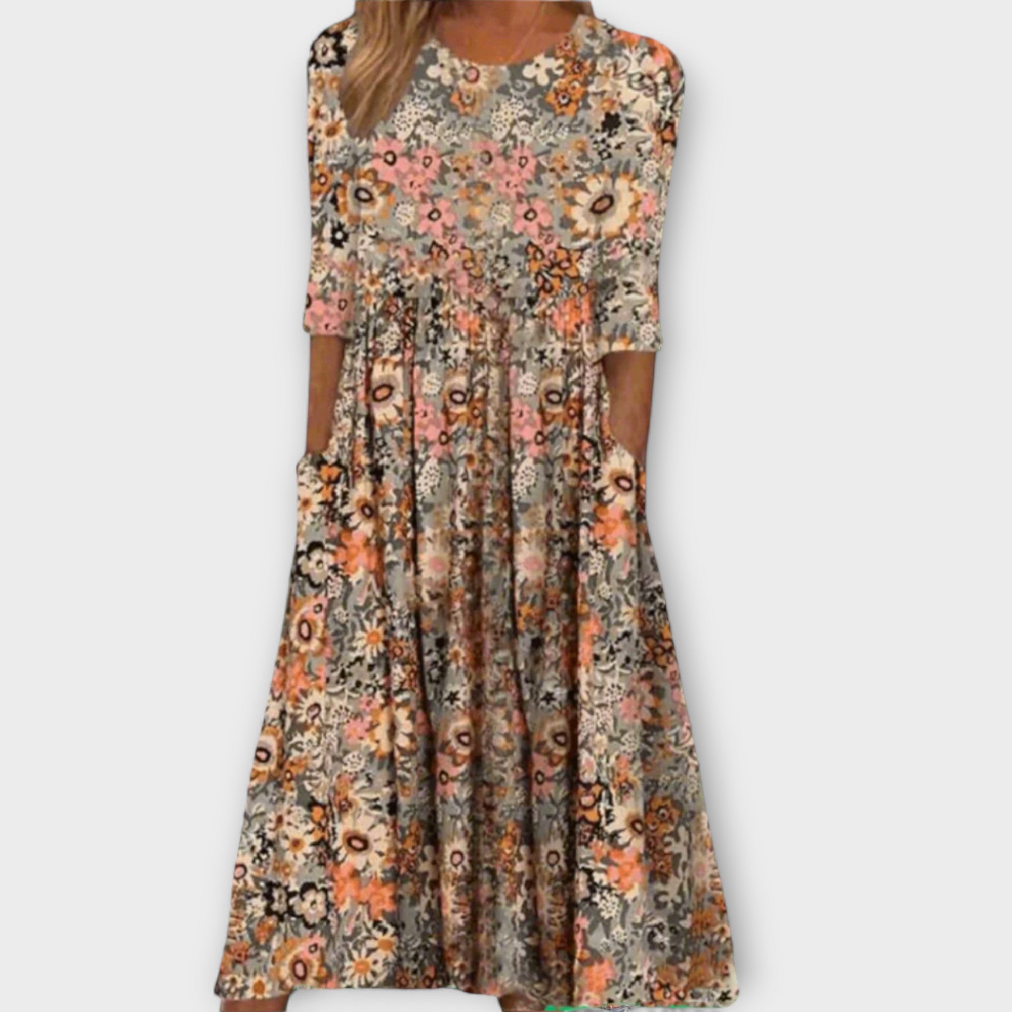 Grethe - Elegant blomsterkjole med små blomster