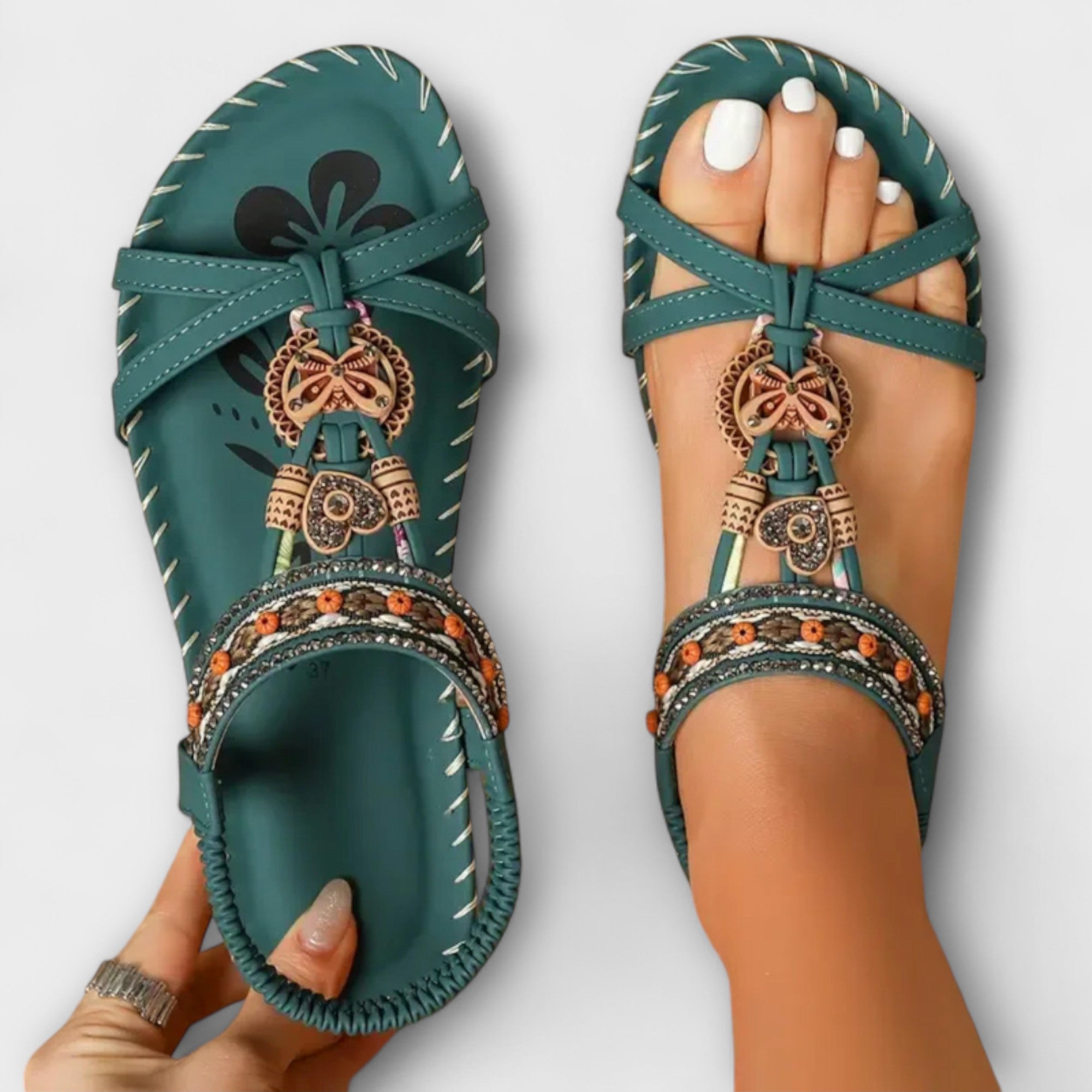 Anette - Grønne ibiza-sandaler