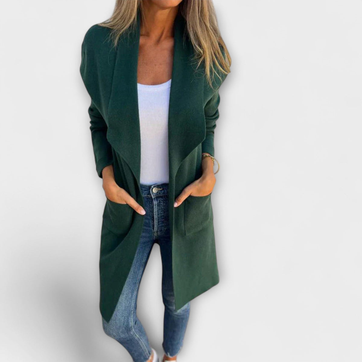 Marit - Grå elegant lang cardigan