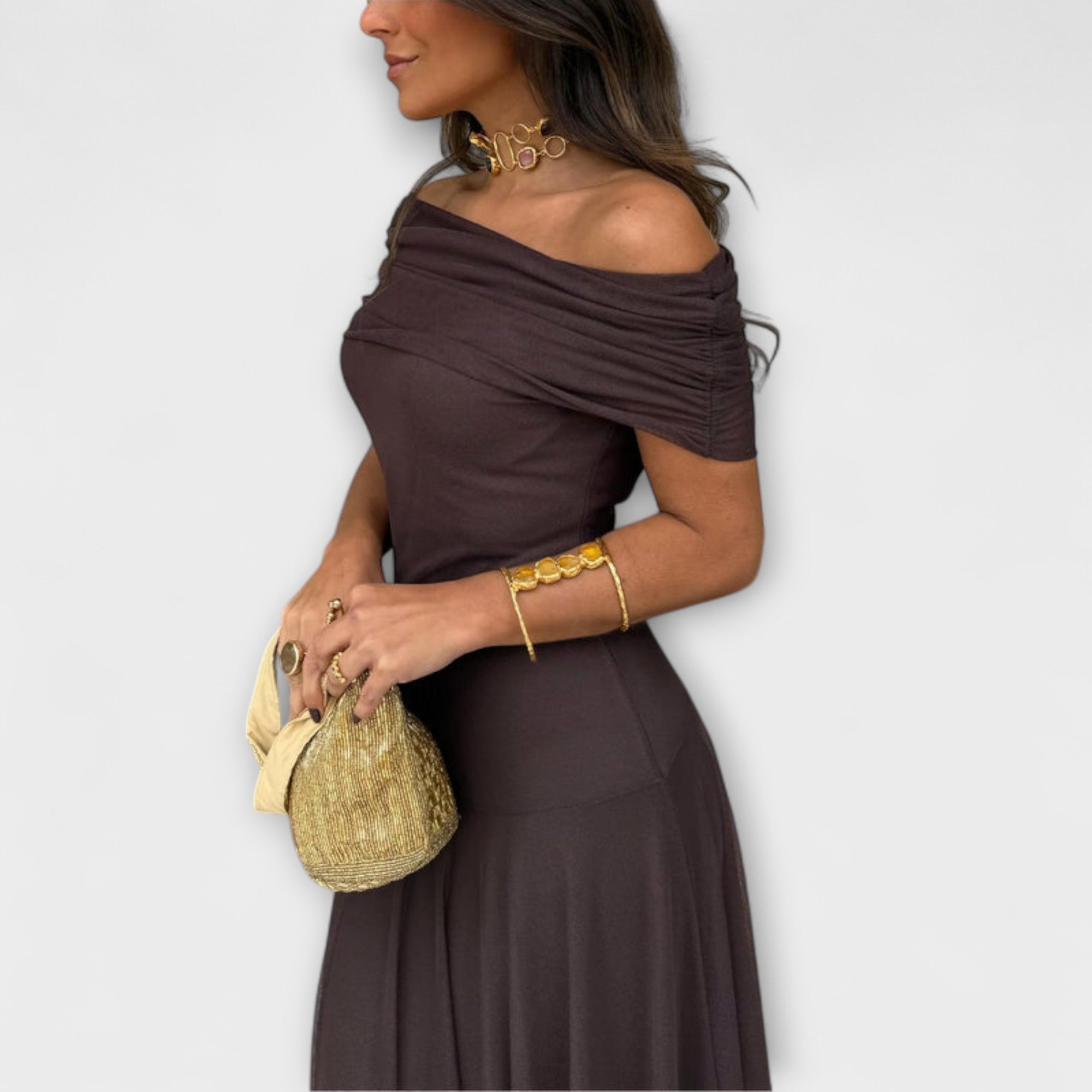 Kristin - Toledo En-Skulder Mesh Maxi Kjole