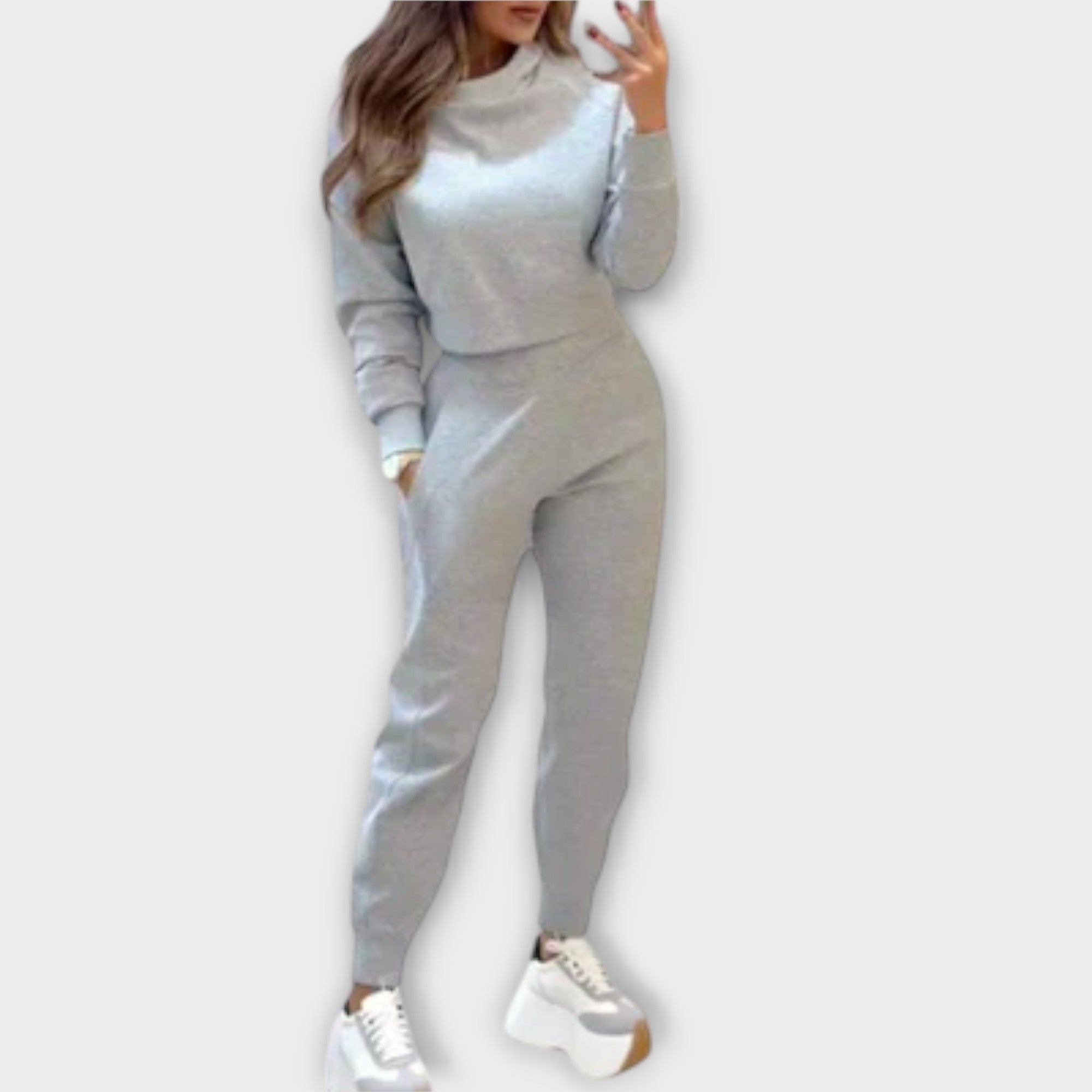 Åsa - Kremfarget avslappet joggedress
