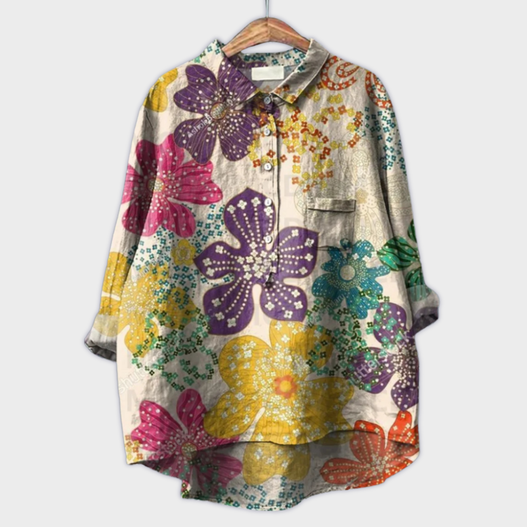 Aud - Damebluse med blomstermønster