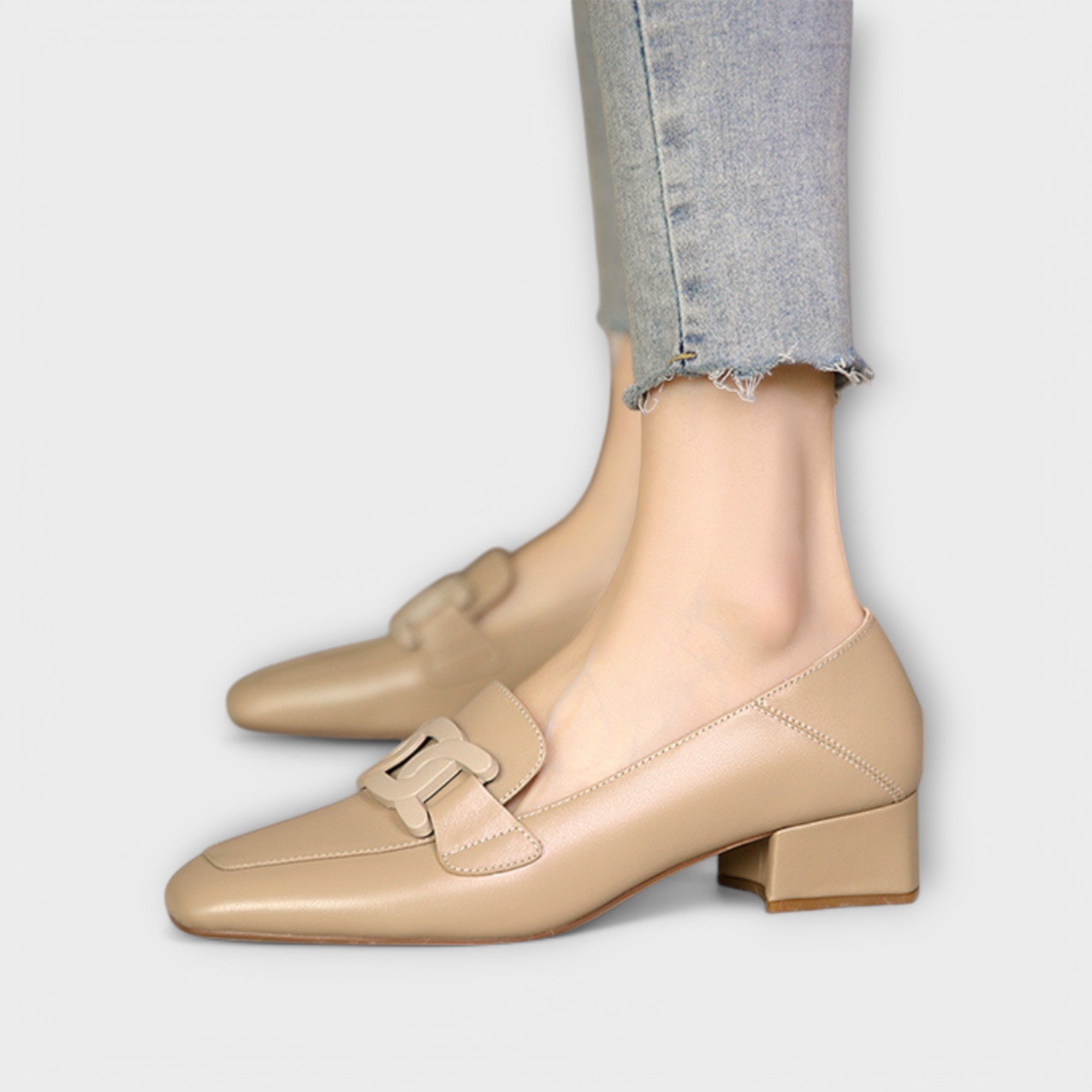 Ronja - Krem Loafers med spenne