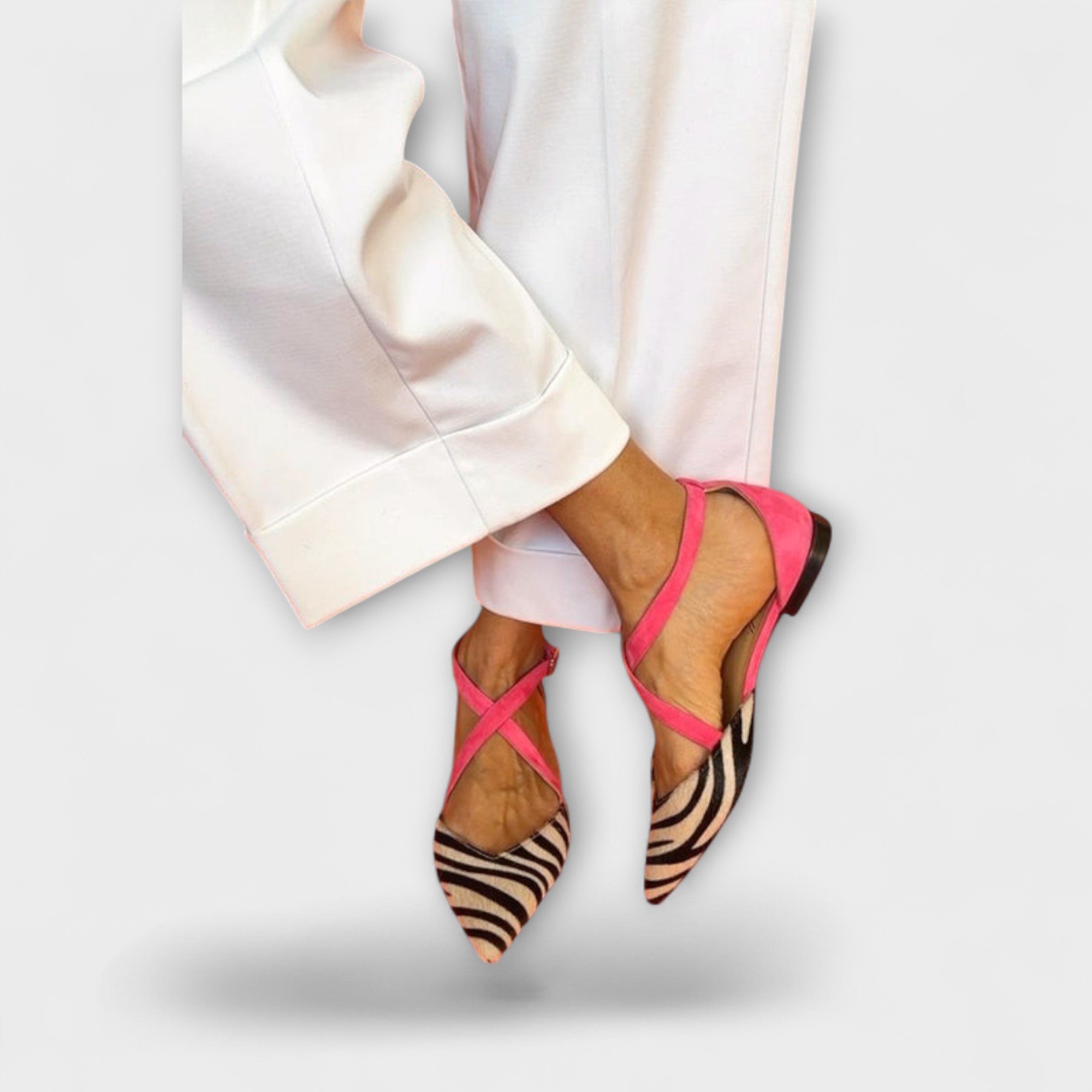 Emma - Zebra-hælrem-pumps i rosa
