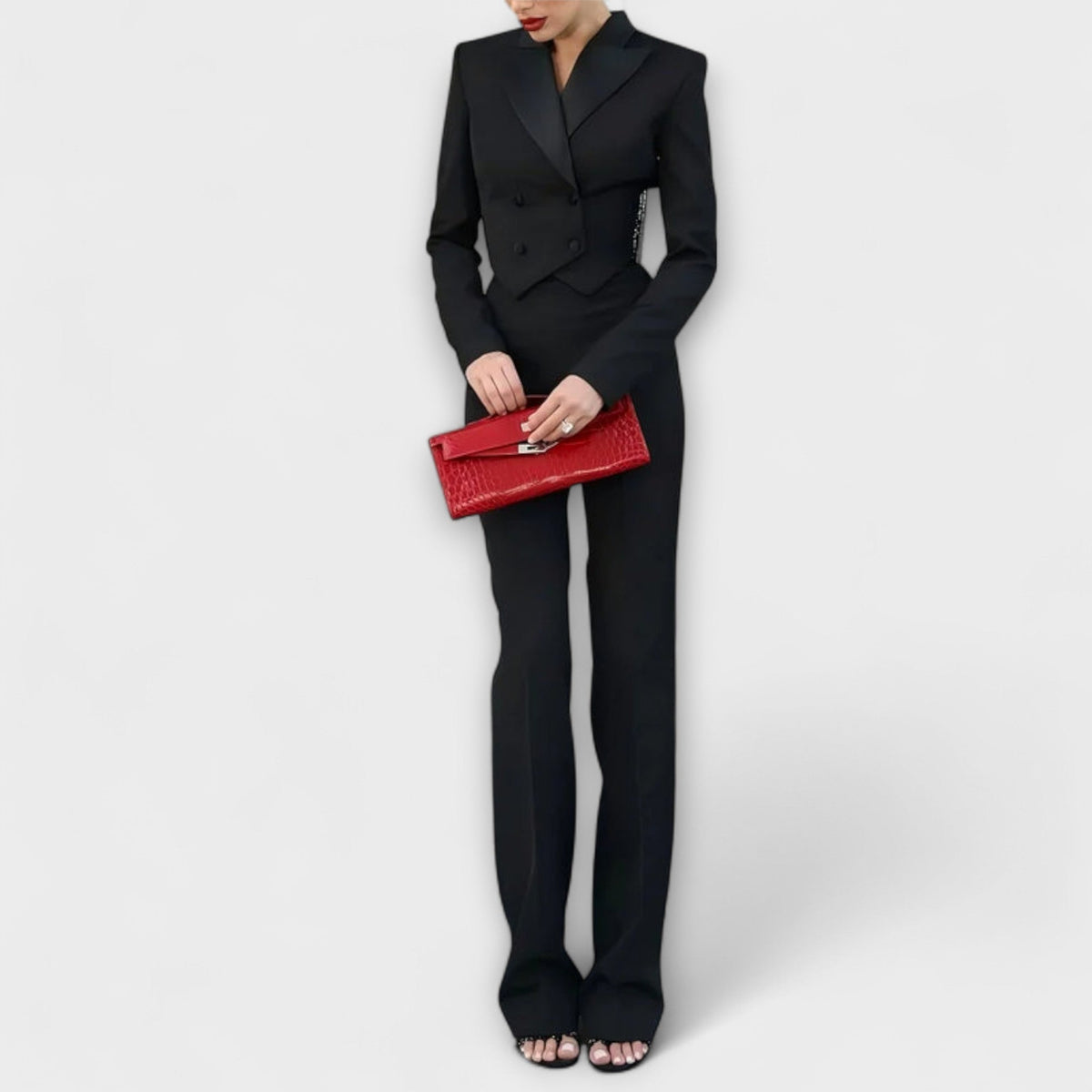 Tone - Svart Blazer-sett med Perledetalj
