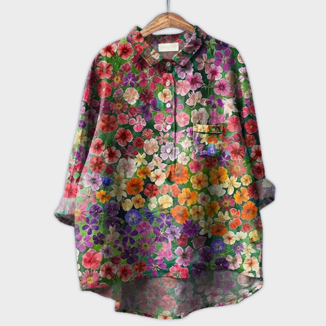 Aud - Damebluse med blomstermønster