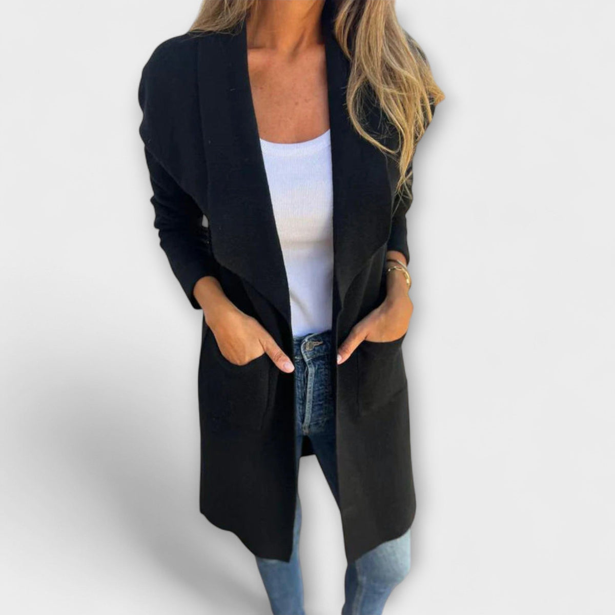 Marit - Grå elegant lang cardigan