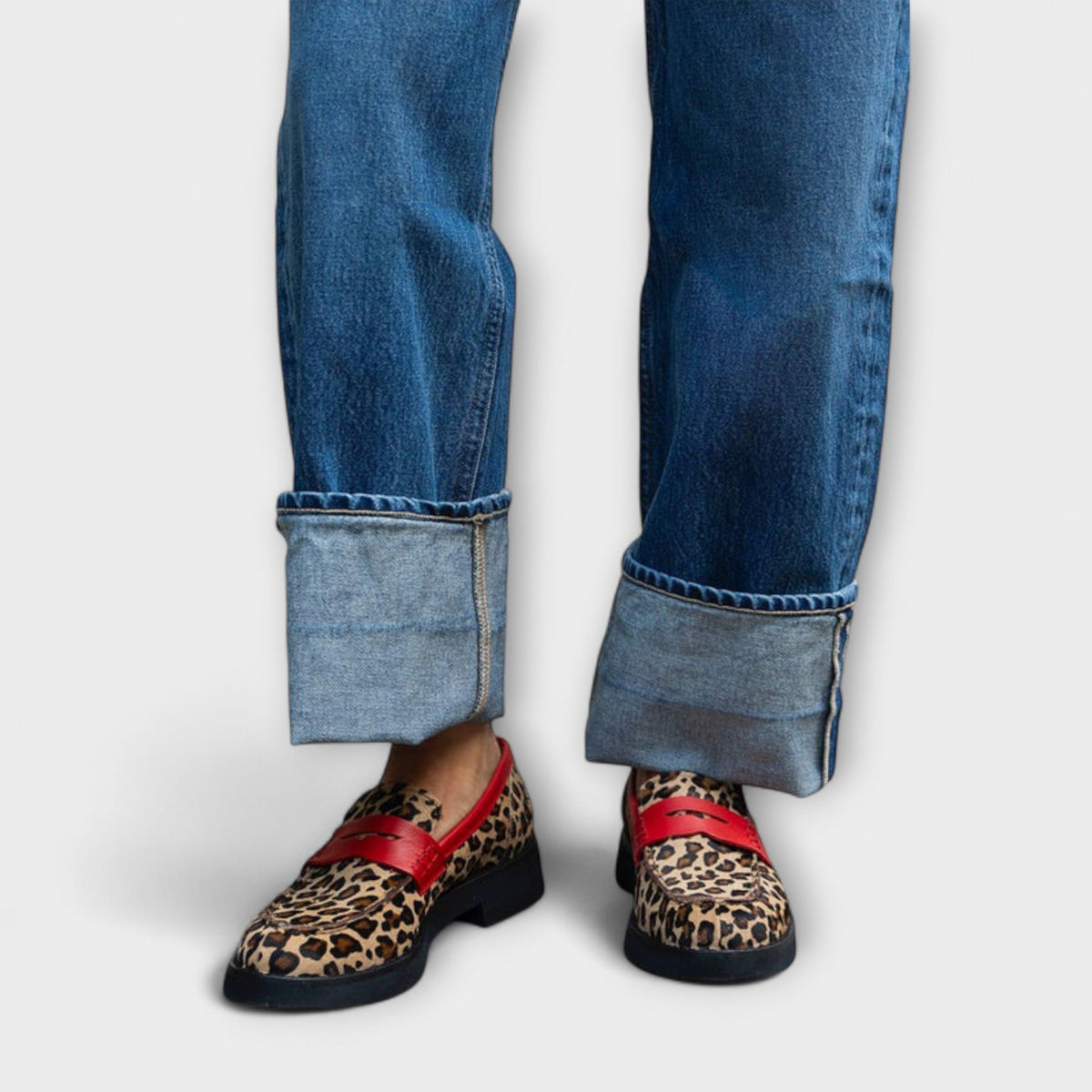 Tone - Leopardloafers med kontrast