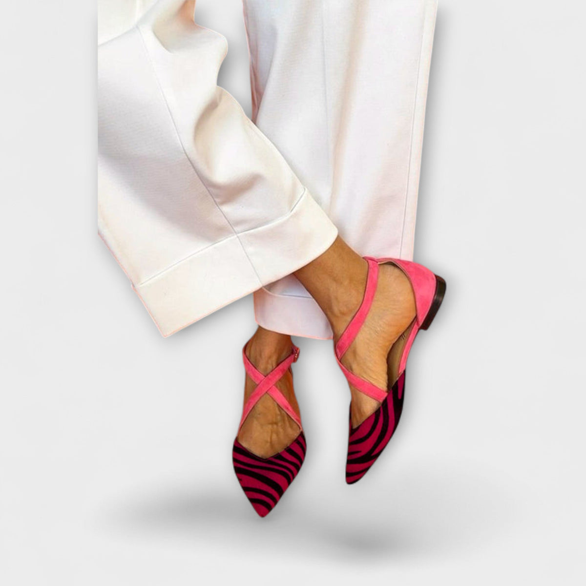 Emma - Zebra-hælrem-pumps i rosa