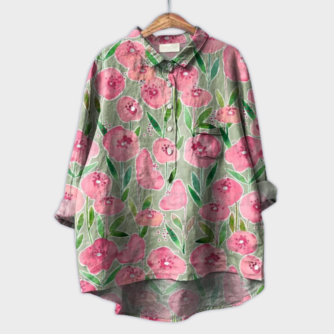 Aud - Damebluse med blomstermønster